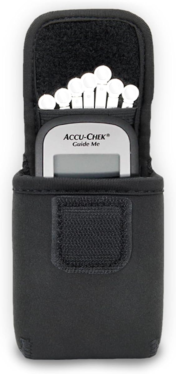 USA Gear Glucose Monitor Case Fits One Touch Verio Meter, Accu-Chek Guid, Metene TD-4116, Lancets, Blood Sugar Test Strips - Blood Sugar Glucometer Pouch with Belt Loop, Carabiner (Pouch Only)