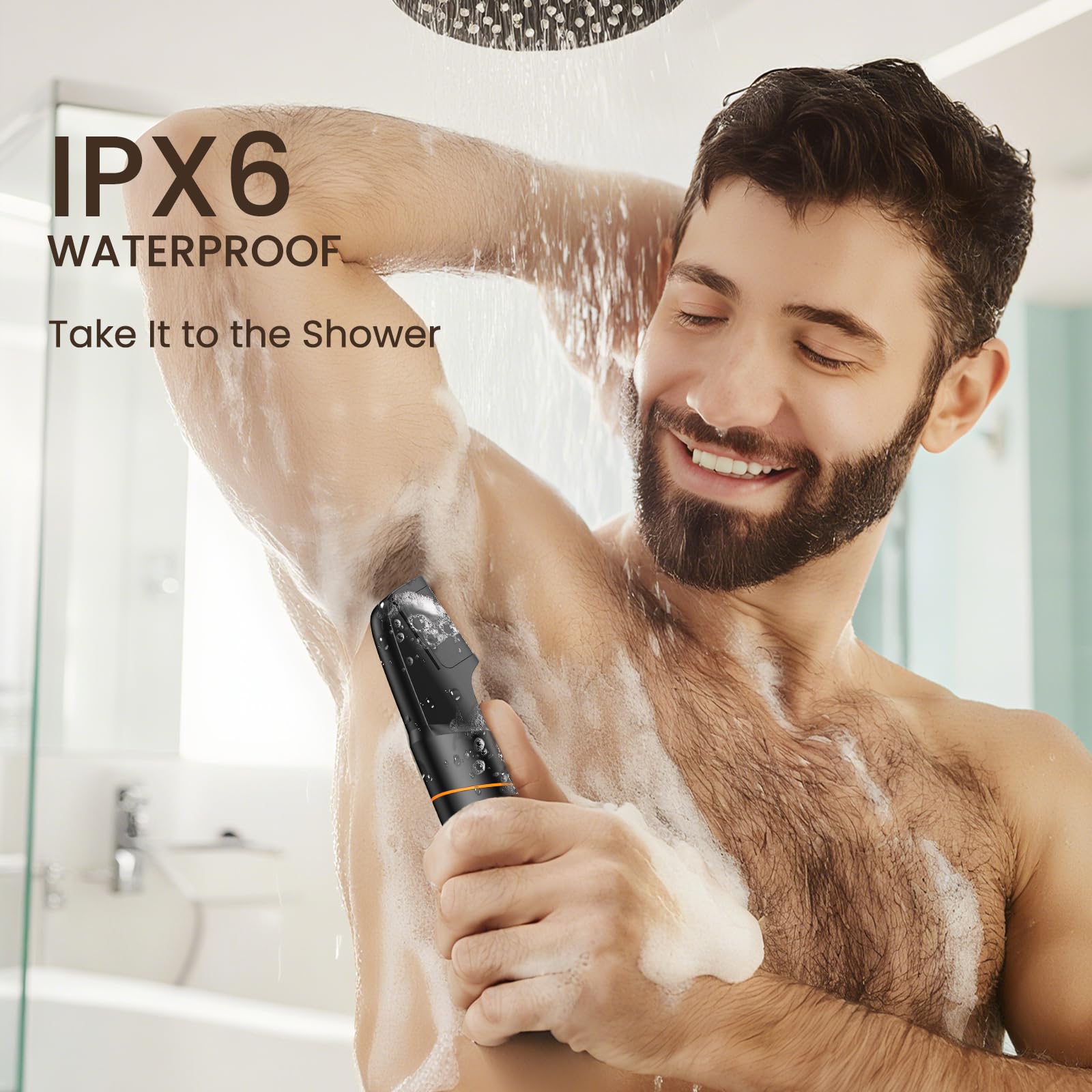 5-IN-1 Intimrasierer Mann, MAXGROOM Körperrasierer Herren mit Ladestation, IPX6 Wasserdichter Rasierer Herren Elektrisch für Intimbereich, Bart, Körper, Hoden und Scham, 120 Min Akku, Mit LED-Anzeige