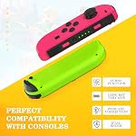 Controllers Compatible with Nintendo Switch, Wireless Replacement Switch Controllers, Left and Right Switch Gamepad Support Dual Vibration/Wake-up/Motion Control. (pink and green)