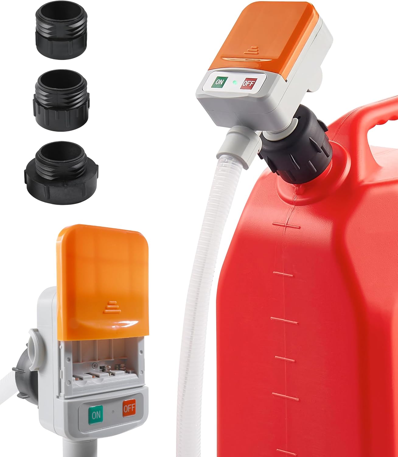 Fuel Transfer Pump,Car accessories Fuel Transfer Pump Battery Powered,No Spill Portable Siphon with 3 Adapters and Auto Shut-Off,Automotive Tool,Suitable for Most Cars,Tractors,Boats,Generators