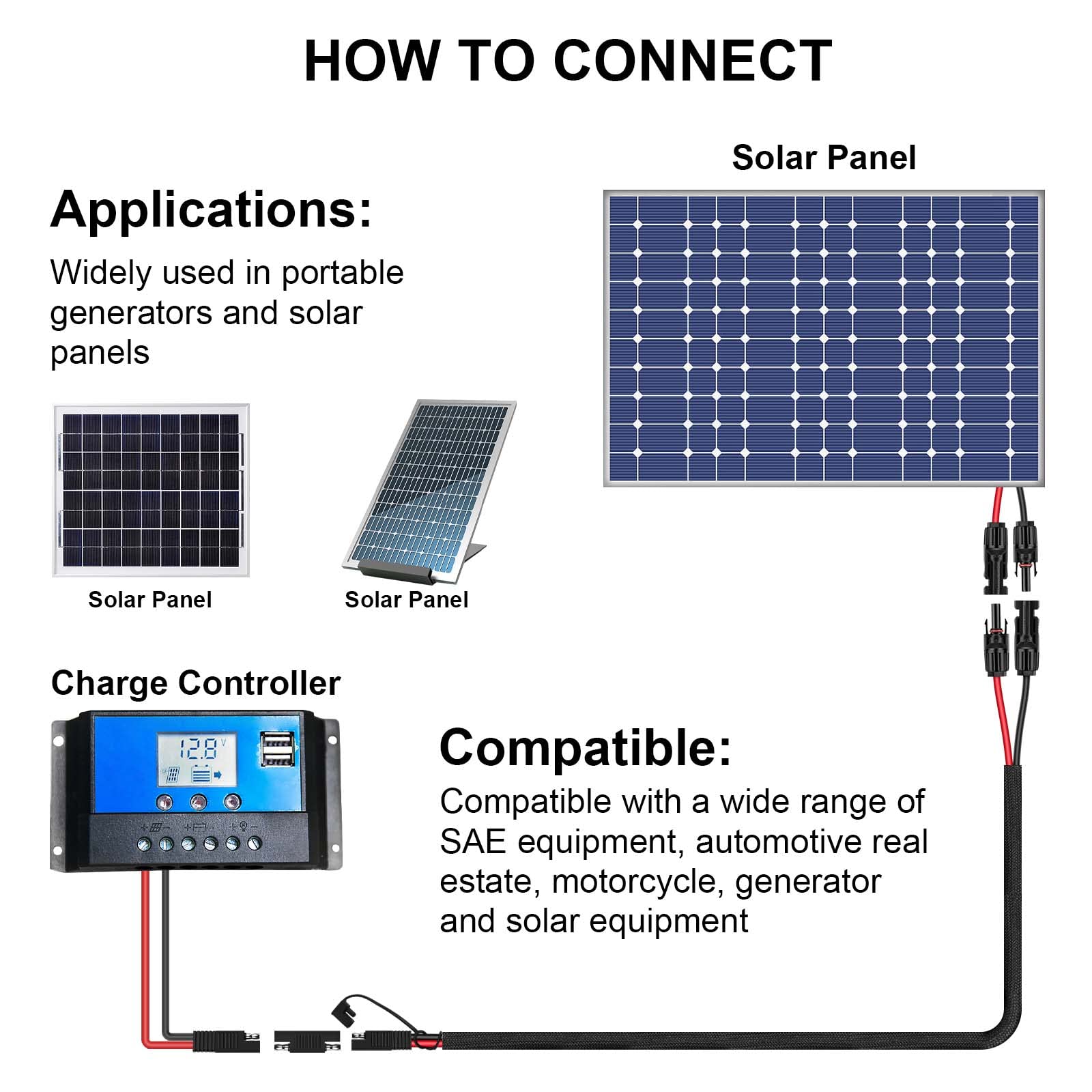 Solar Panel Dc Connector Snapklik.com : iGreely Solar Panel Connector Cable,10AWG SAE To Male ...