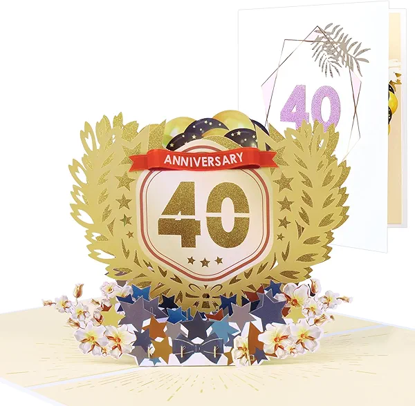 DLYMXGC 40th Anniversary Wheat Series Pop Up Greeting Card with Blank Note Card & Envelope, ideal celebration gift for Valentine's Day, Love, Birthday, Special Moments, Wedding, Holiday