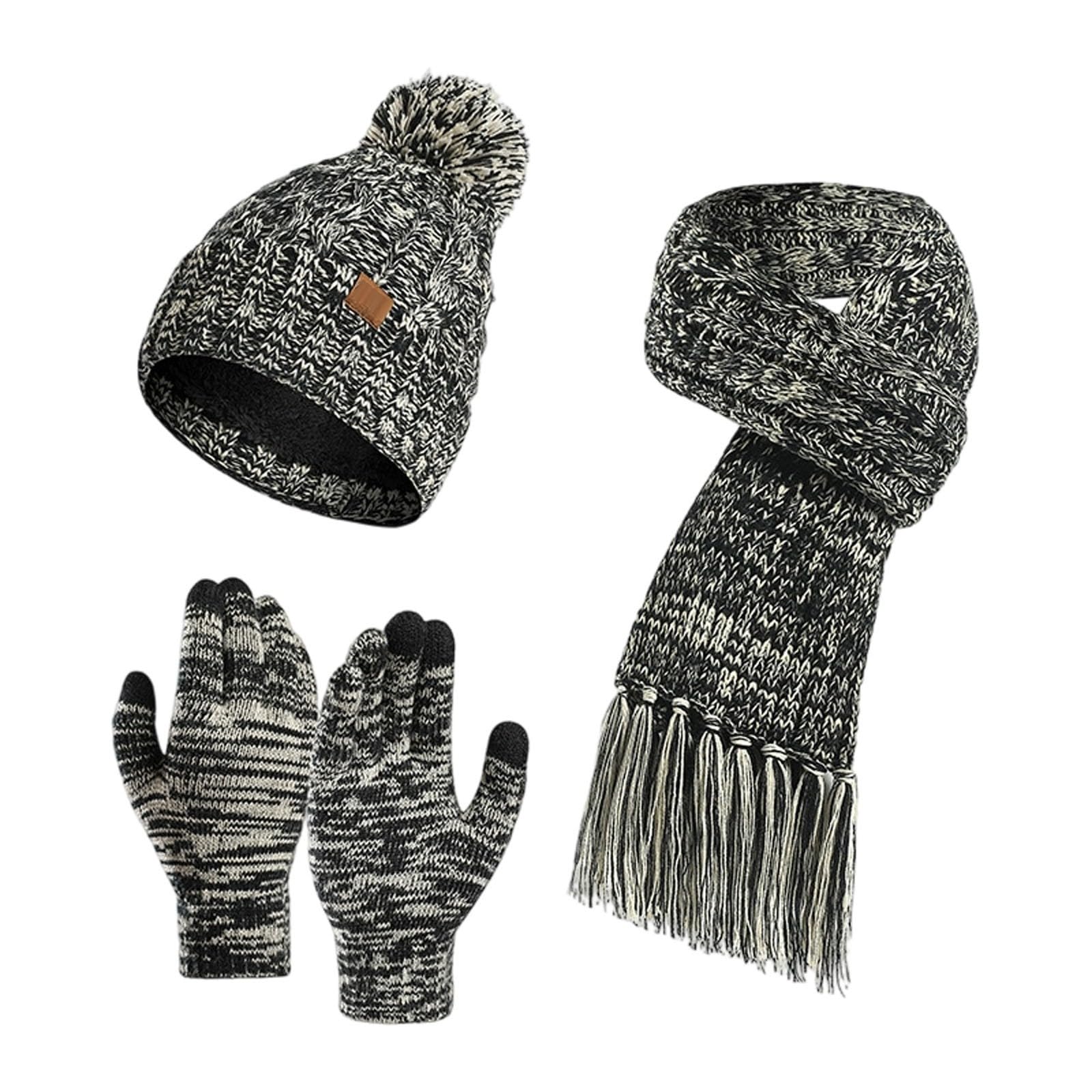 Generisch Czapka damska, rękawiczki, unisex, czapka zimowa, ocieplana, trzyczęściowy szalik, urocza, modna, zimna czapka, zestaw spódnic do chodzenia