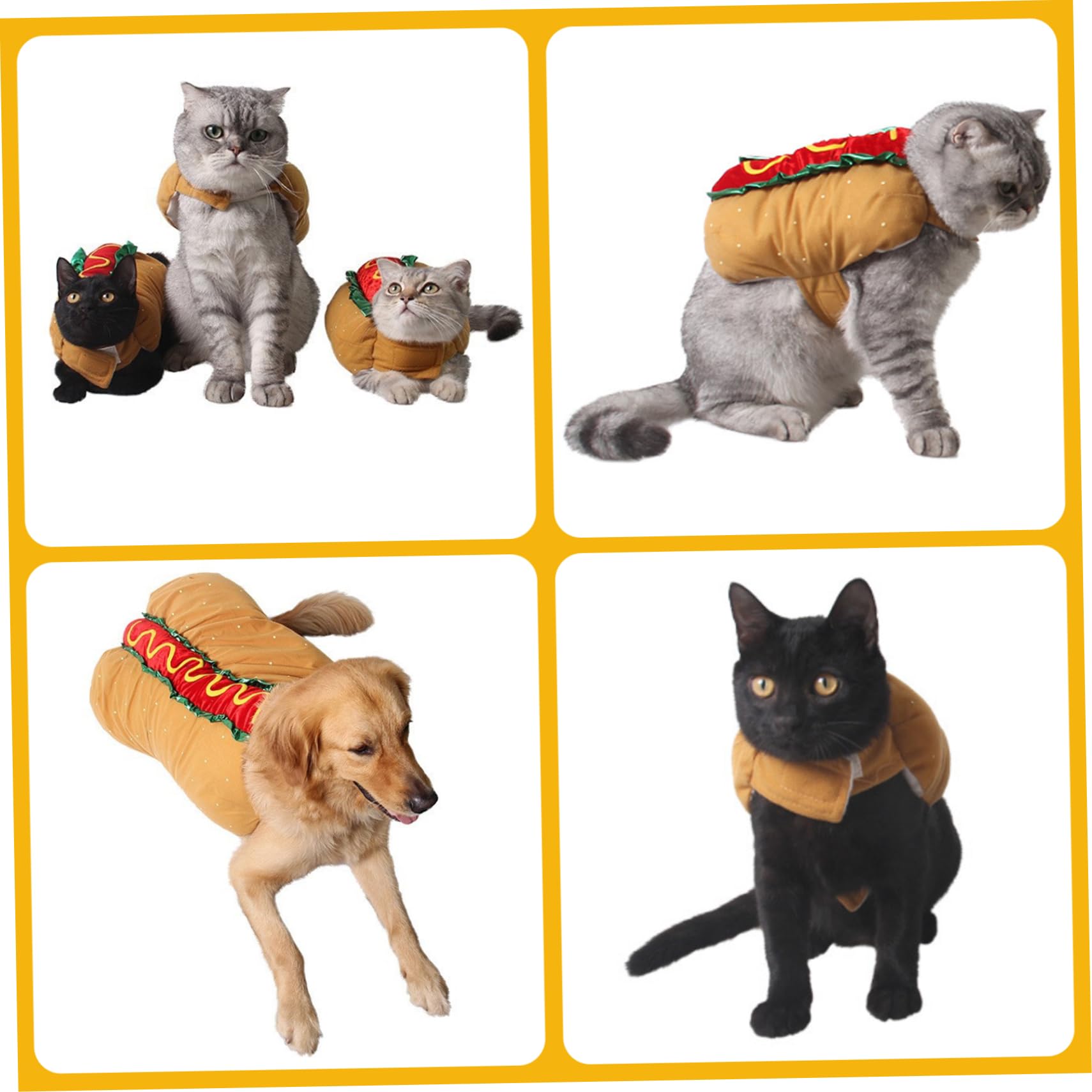 Hotdog-Hundekostüm, Hotdog-Hamburger, lustiges Hundekostüm, warme, weiche Hundebekleidung für Hunde und Katzen, Hundekleidung für Weihnachten, Halloween, Karneval, Kostümparty, XL-Hunde-Ko