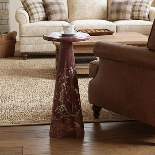 Moderna mesita de noche de mármol sintético para sala de estar, mesa auxiliar redonda de piedra de 9 pulgadas, mesita de noche vintage, pequeña mesa