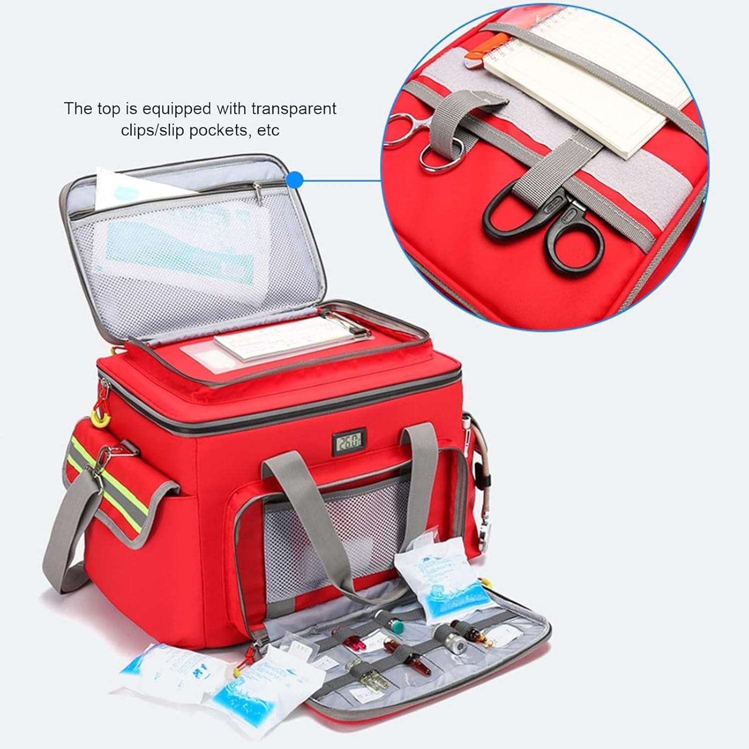 Bolsa de primeros auxilios vacía, bolsa médica de emergencia, impermeable, de tela Oxford, con aislamiento médico, bolsa de almacenamiento refrigerada con múltiples bolsillos, para exteriores