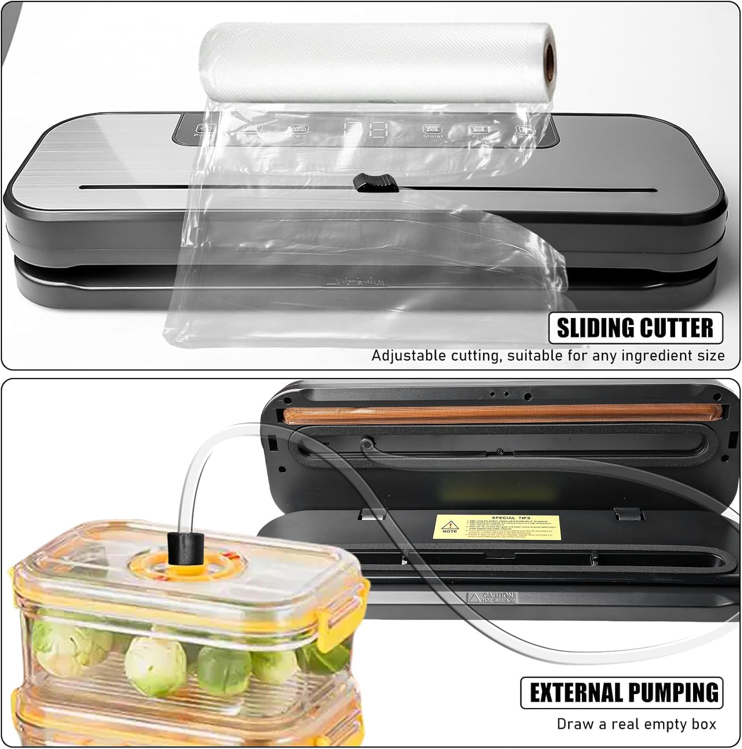 Macchina per sottovuoto 6 in 1, macchina per sottovuoto professionale, 75 Kpa, macchina per sottovuoto per alimenti, con 50 sacchetti sottovuoto e 1 tubo per asciutto, umidità, freschezza