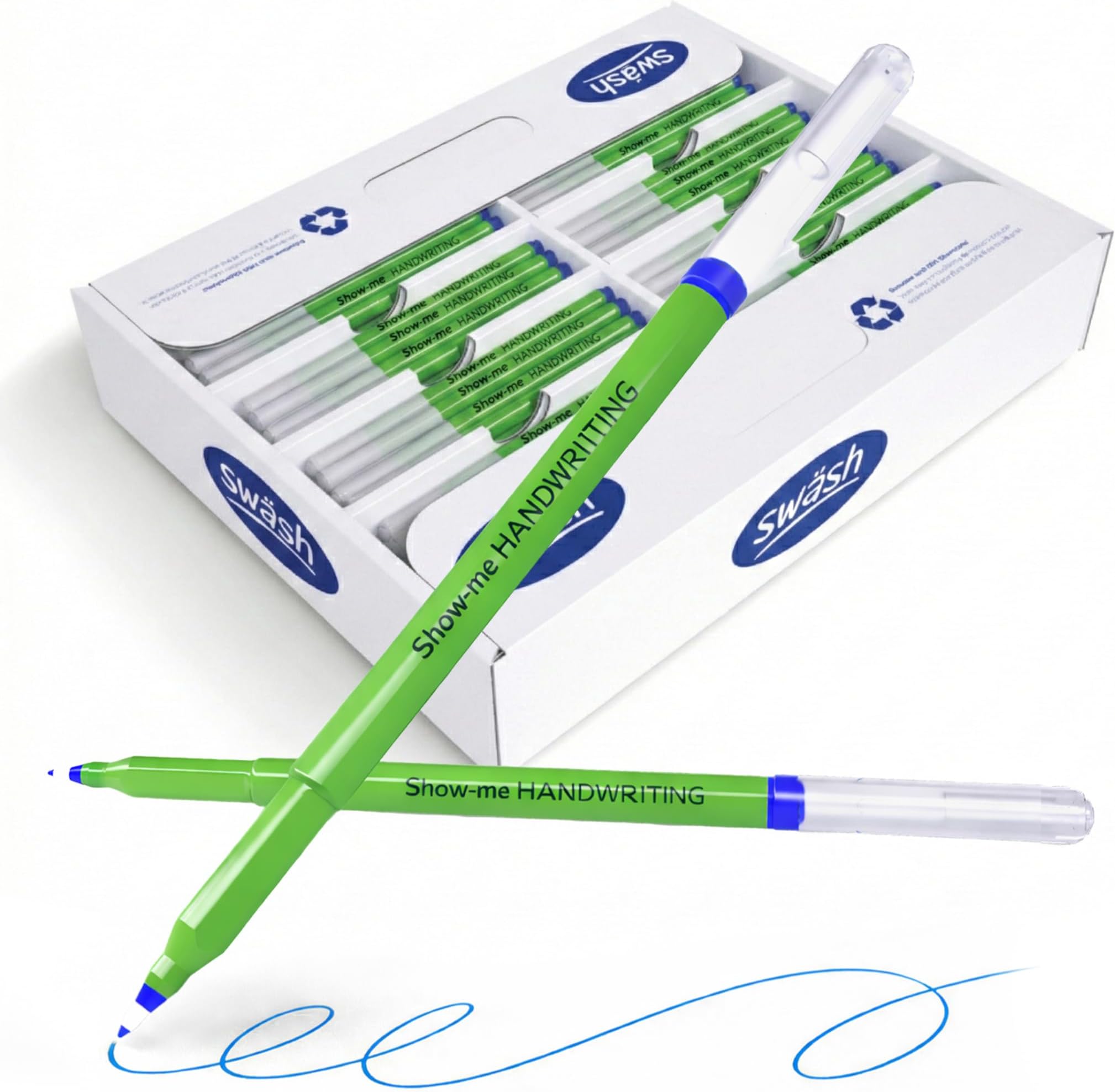 Swash - Komfigrip Handwriting Pens in Blue | Sculpted Triangular Grip for Cal...