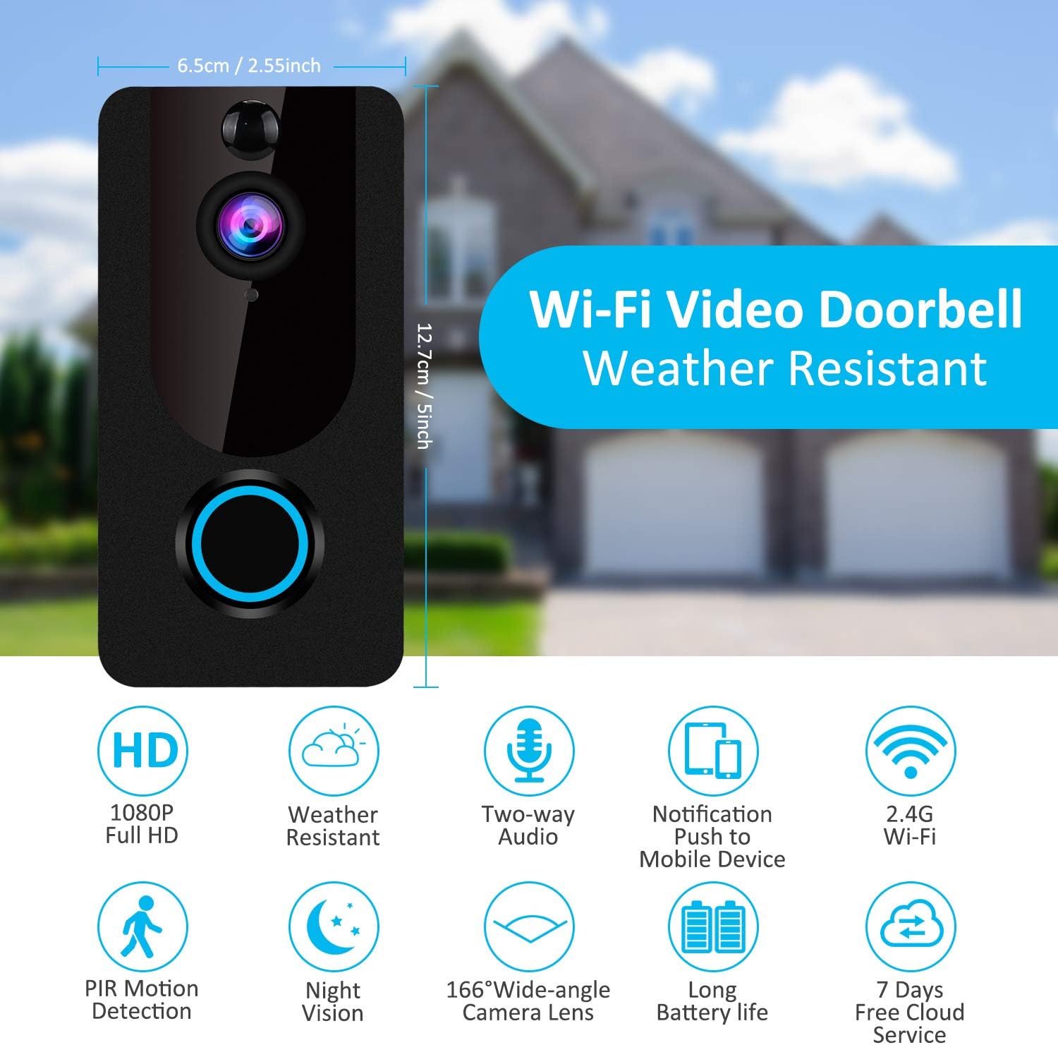 Blасk Frіdау - 60% оƒƒ 1080P HD Wireless WiFi Video Doorbell Security Camera,166 Wide Angle Monitor Detection, 2-Way Audio, Visual Intercom Night Vision,Waterproof 65. Blасk Frіdау - 40% оƒƒ 1080P HD Wireless WiFi Video Doorbell Security Camera,166 Wide Angle Monitor Detection, 2-Way Audio, Visual Intercom Night Vision,Waterproof 65.