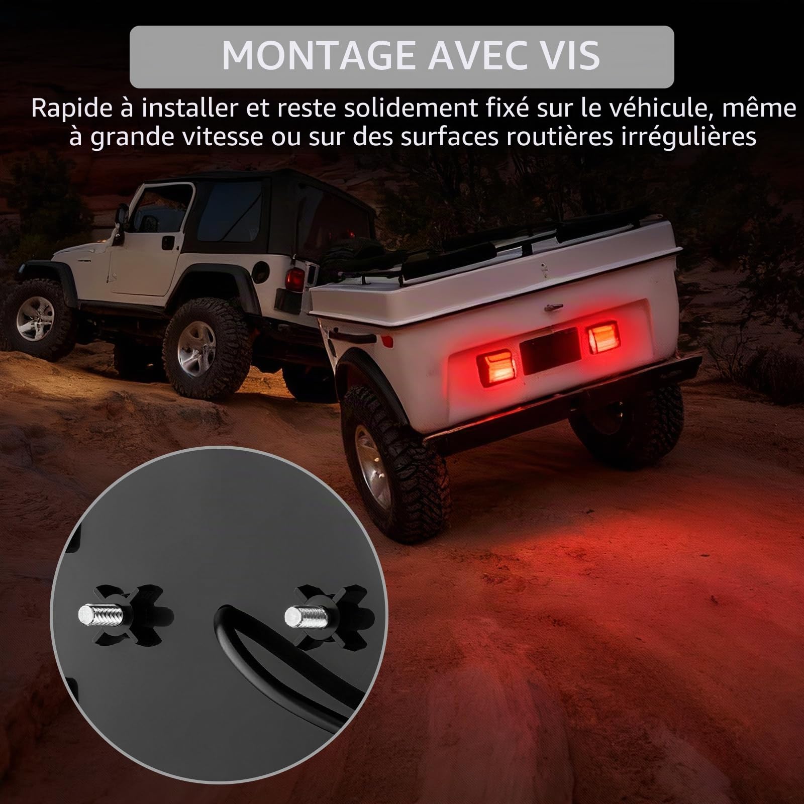 Justech 2PCS Feux Arrière LED pour Remorque 12V/24V, Ampoules de Feu Arrière avec Câble de 10 m et Connecteur 7 Broches, pour Remorque, Camion, Caravane