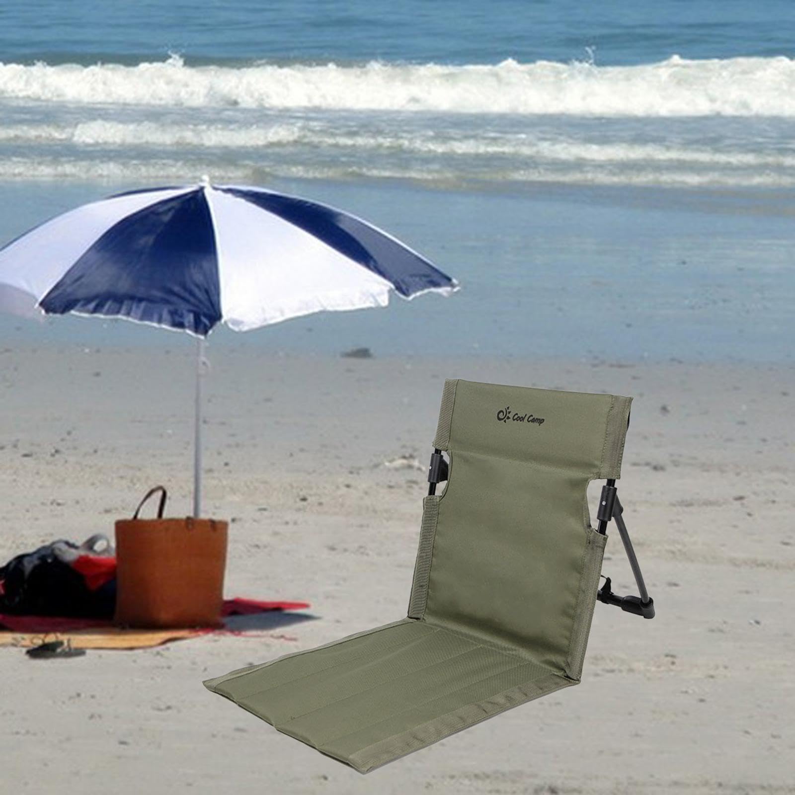 harayaa Strand-Bodenstuhl, zusammenklappbarer Kissensitz, Faltbarer Stuhl, Strandliege für Garten-Picknick, GRÜN