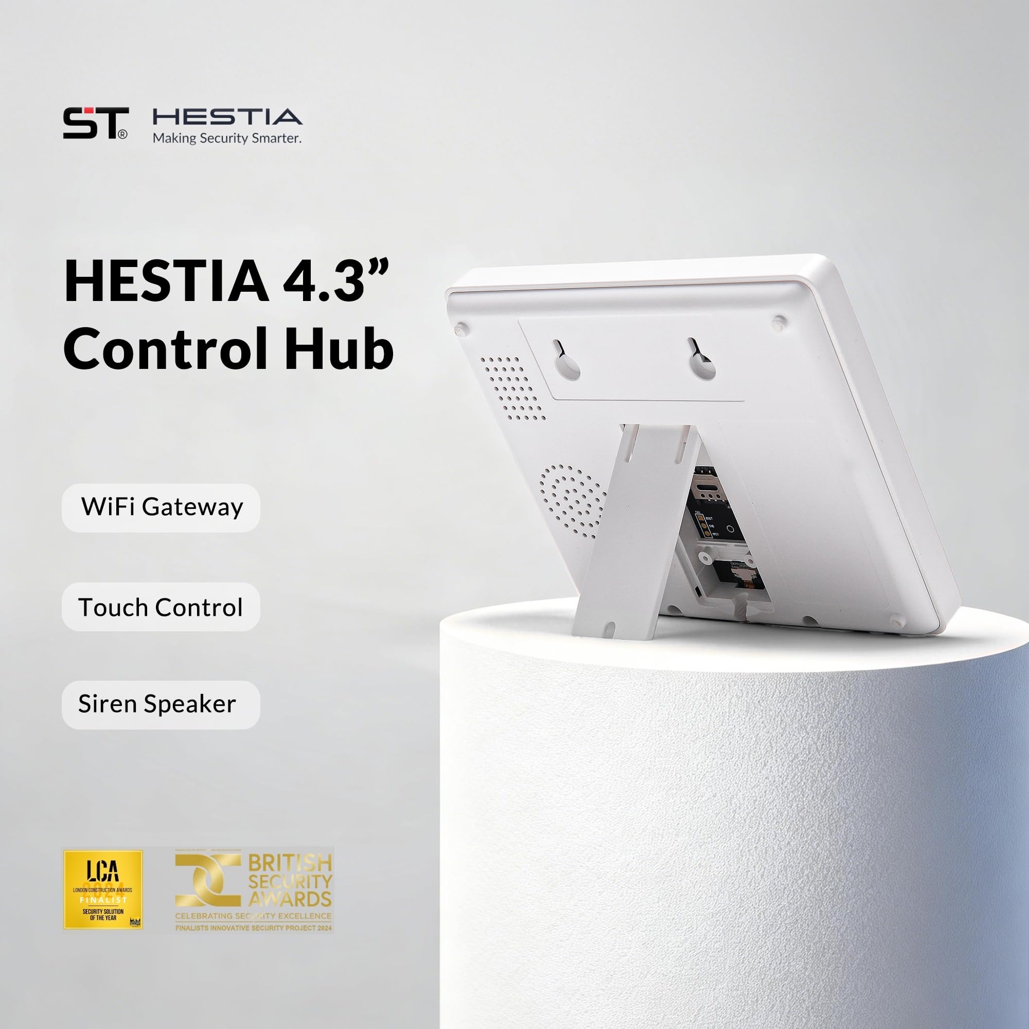 HESTIA Kit di sicurezza domestica intelligente HD da 4,3 pollici, sistema di allarme wireless senza canone mensile, kit di sicurezza per la casa touch screen con sensore di movimento PIR, sensore per
