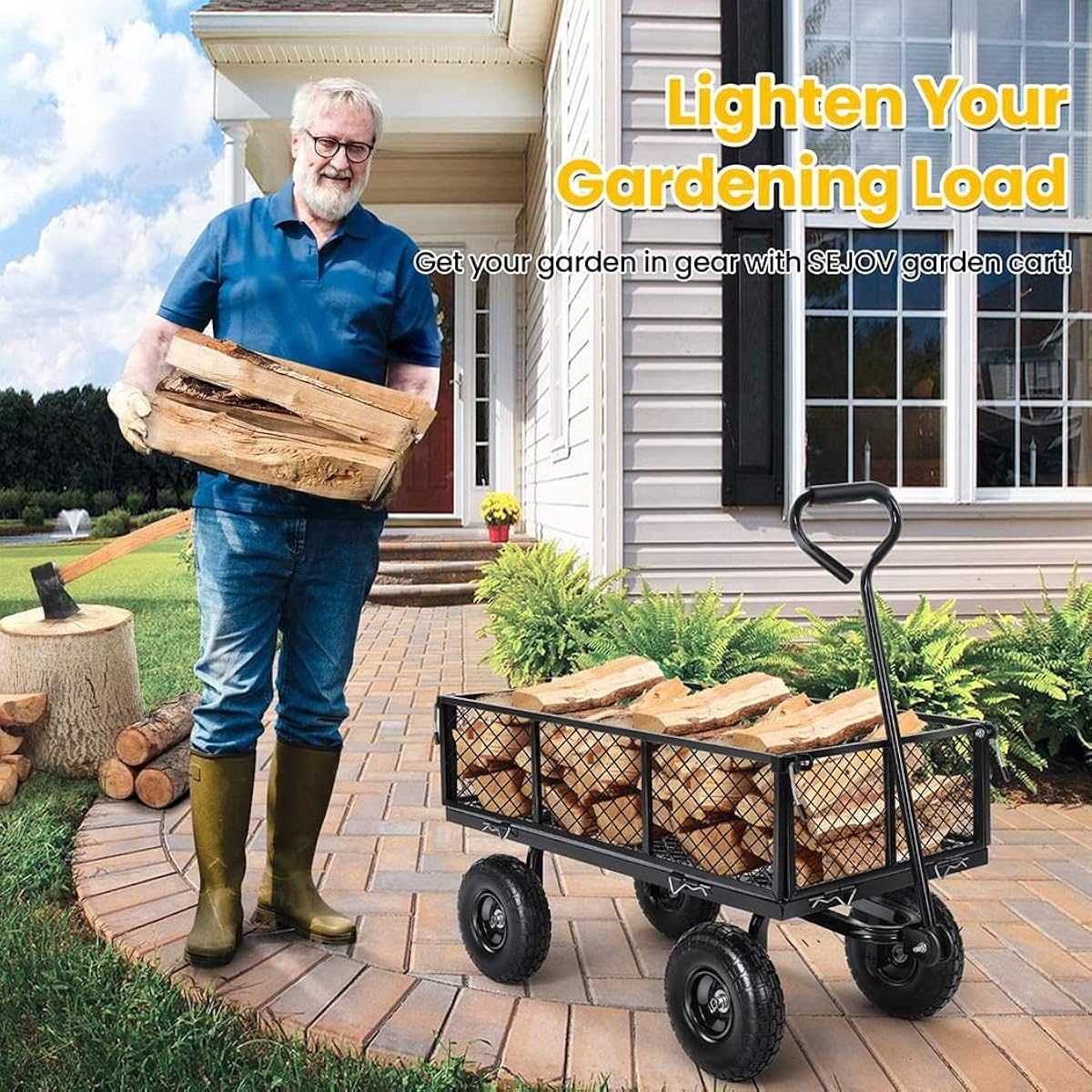 18/mo Finance SEJOV Garden Carts and Wagons Heavy Duty 550Lb, Steel