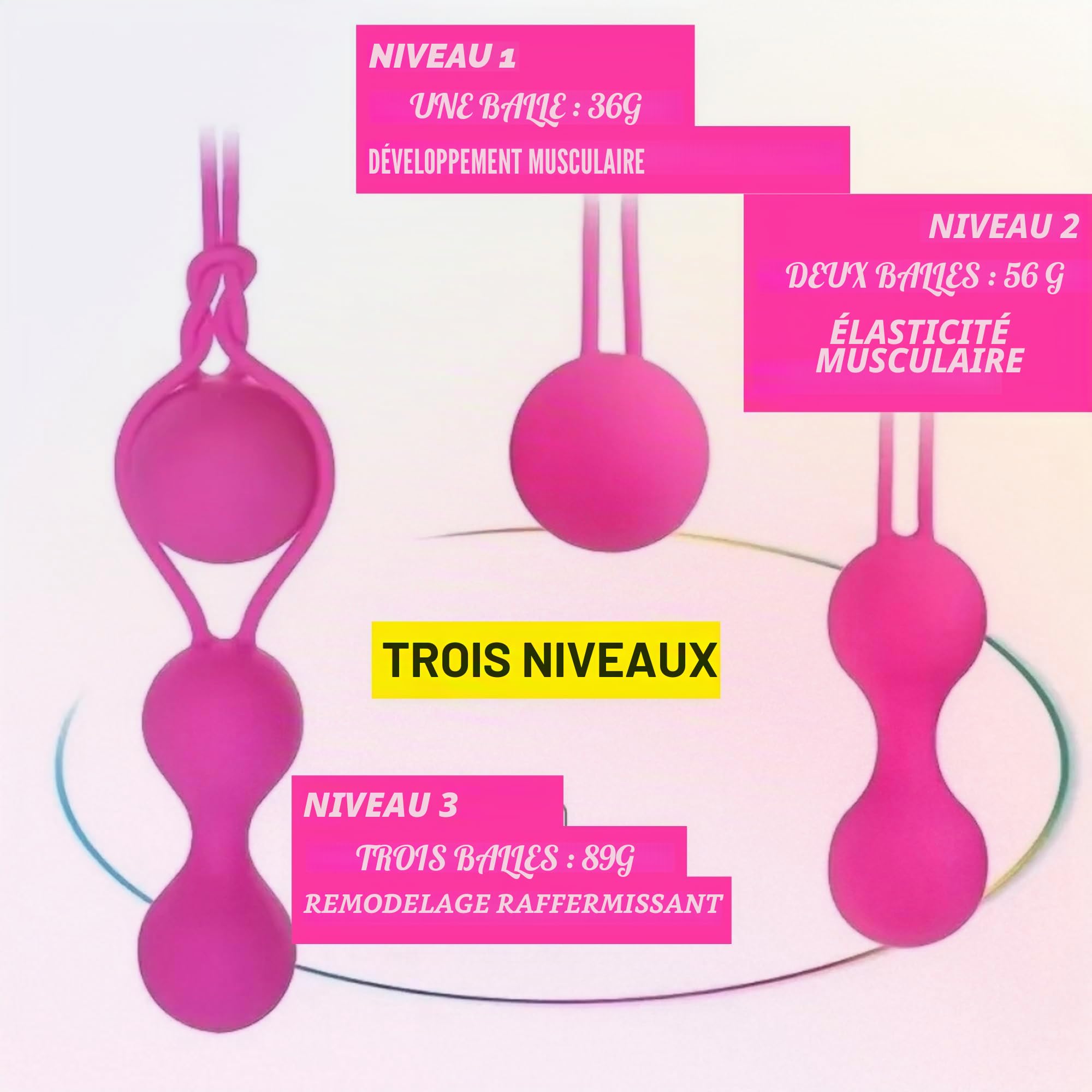 GRANTY Boules de Geisha - 3 PCS Boules de Geisha Rééducation du Périnée - NOUVEAU DESIGN Boule de Geisha - Boules de Geisha Plaisir Femme - Boules de Geisha Amazon