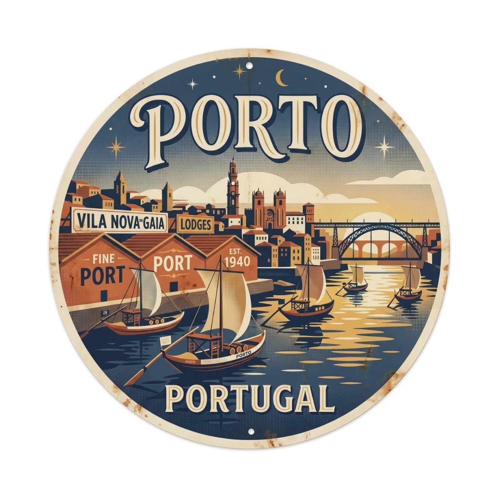 Olhnbad Style Portugal Gaia Cellars Landmark Travel Heritage Metal Tin Sign