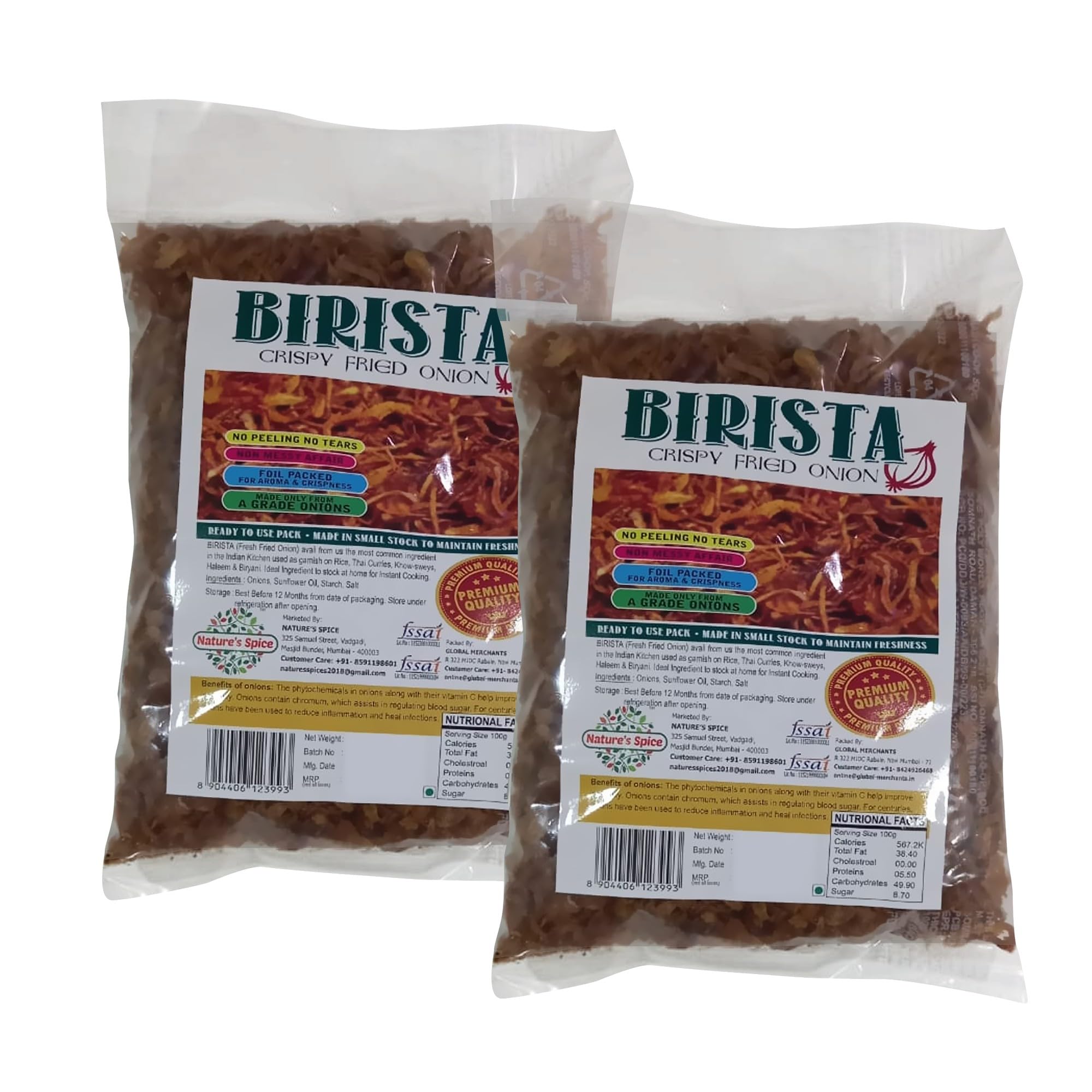 Nature's Spice Birista Fresh Crispy Fried Onion – Pack of 2 (500g Each) Golden Pyaz Used for Biryani, Noodles, Gravies & Indian Curries | Healthy & Tasty Snack | Good Source of Dietary Fiber-image-13