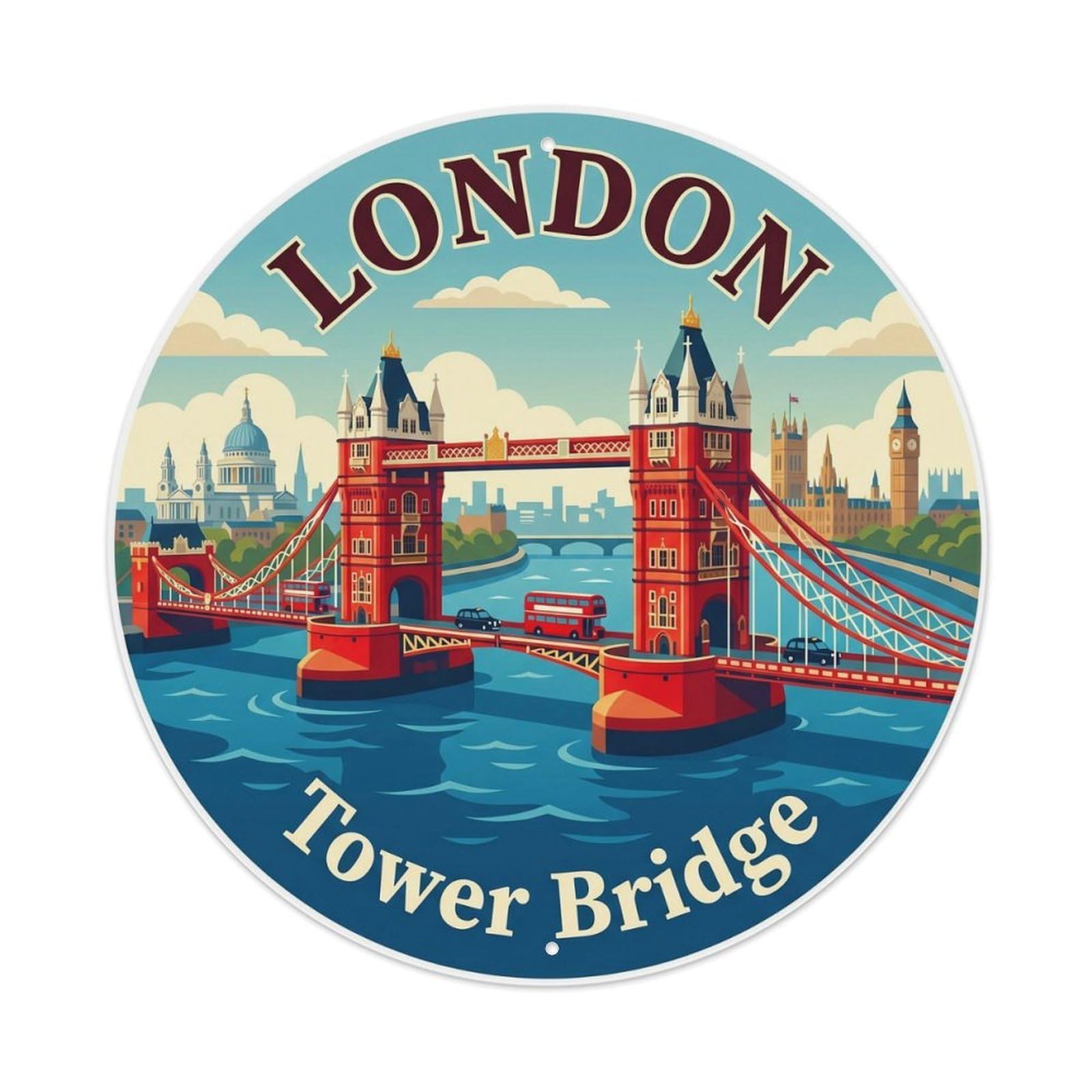 Fqnyr Style Vintage Travel Tower Bridge England Metal Tin Sign