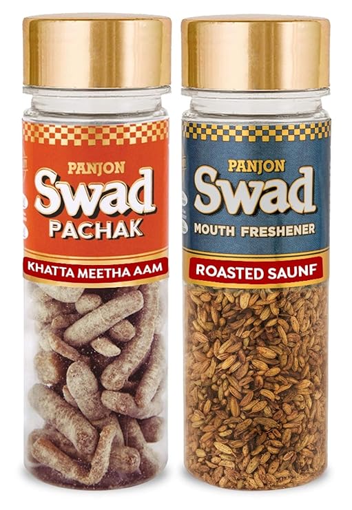 Panjon Swad Khatta Meetha Aam & Roasted Saunf (Mukhwas Mouth Fresheners) 2 Bottles, 190g at Rs. 118