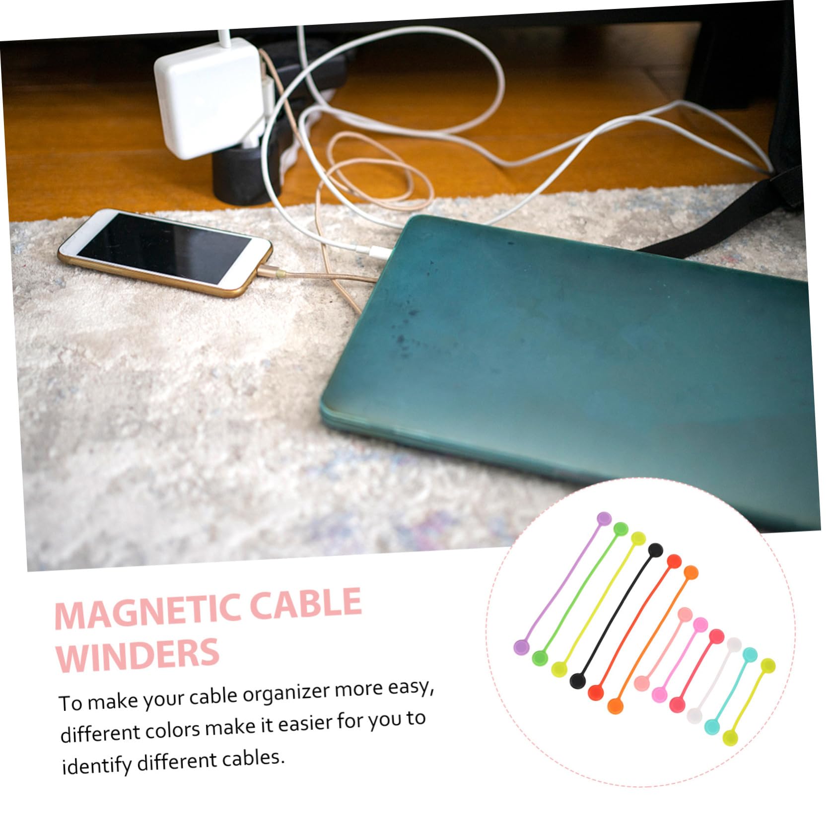 jojofuny 15 zestawów Uchwyt Na Kabel Ładujący Do Telefonu Komórkowego Organizer Na Kable Uchwyt Na Kabel Ładujący Uchwyt Na Kabel Organizer Na Kable Uchwyt Na Kabel 12szt*15 Losowy Kolor