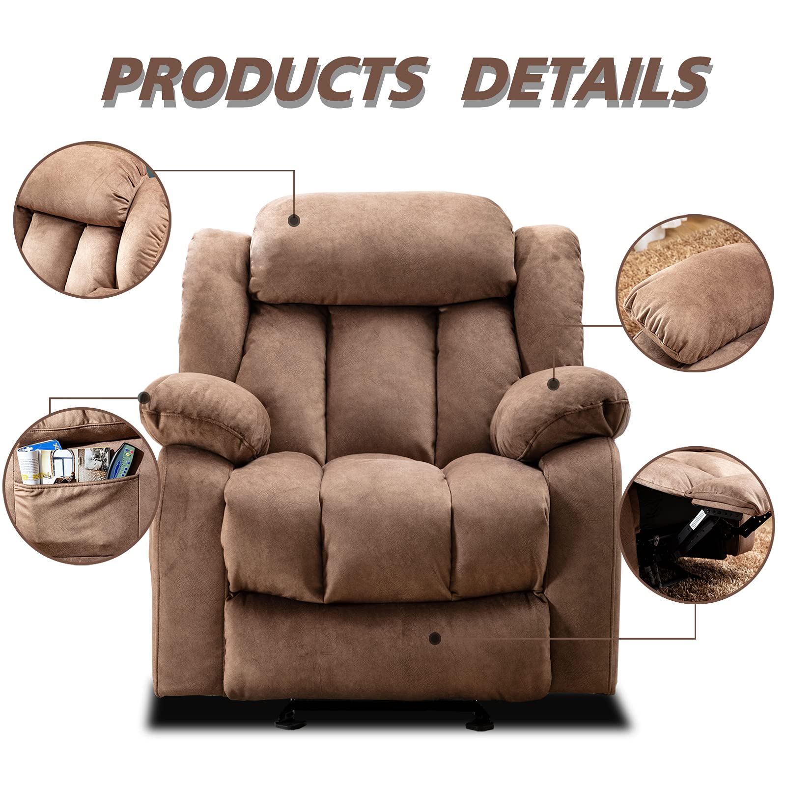 Buy INZOY Massage Rocker Recliner with Heat and Vibration, Manual