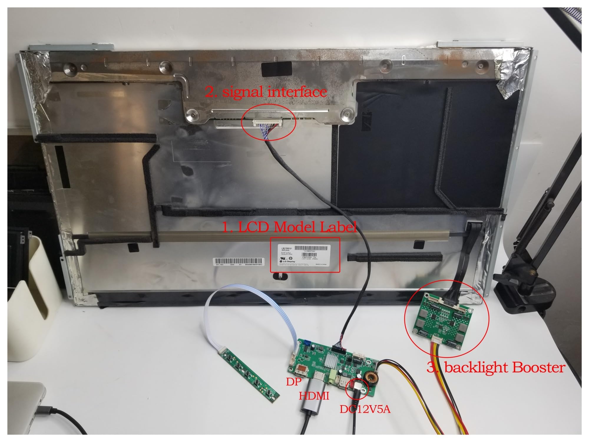 Kit De Carte Contrôleur EDP 27 Pouces LM270WQ1-SDC2/LM270WQ1-SDA2/LM270WQ1-SDB1 DP+HDMI+USB For Écran LCD 2560 X 1440(LM270WQ1-SDC2)