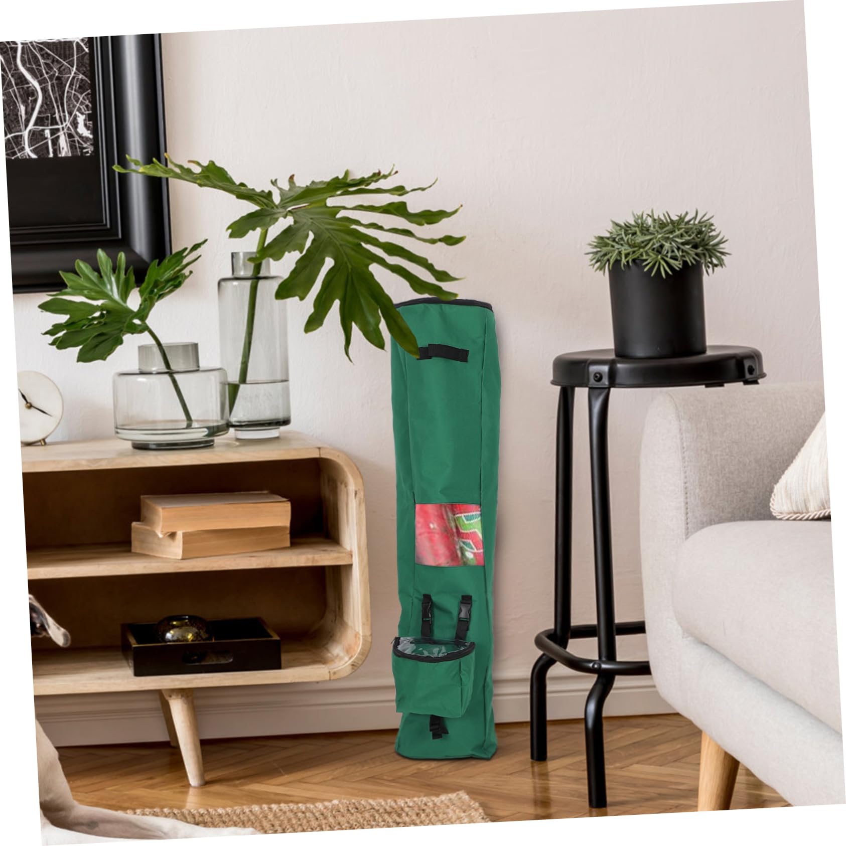 Beavorty Grüner Geschenkpapier Organizer aus Oxford Gewebe Langer Aufbewahrungsbeutel für Snacks und Süßigkeiten Wiederverwendbar für Weihnachten und Feste