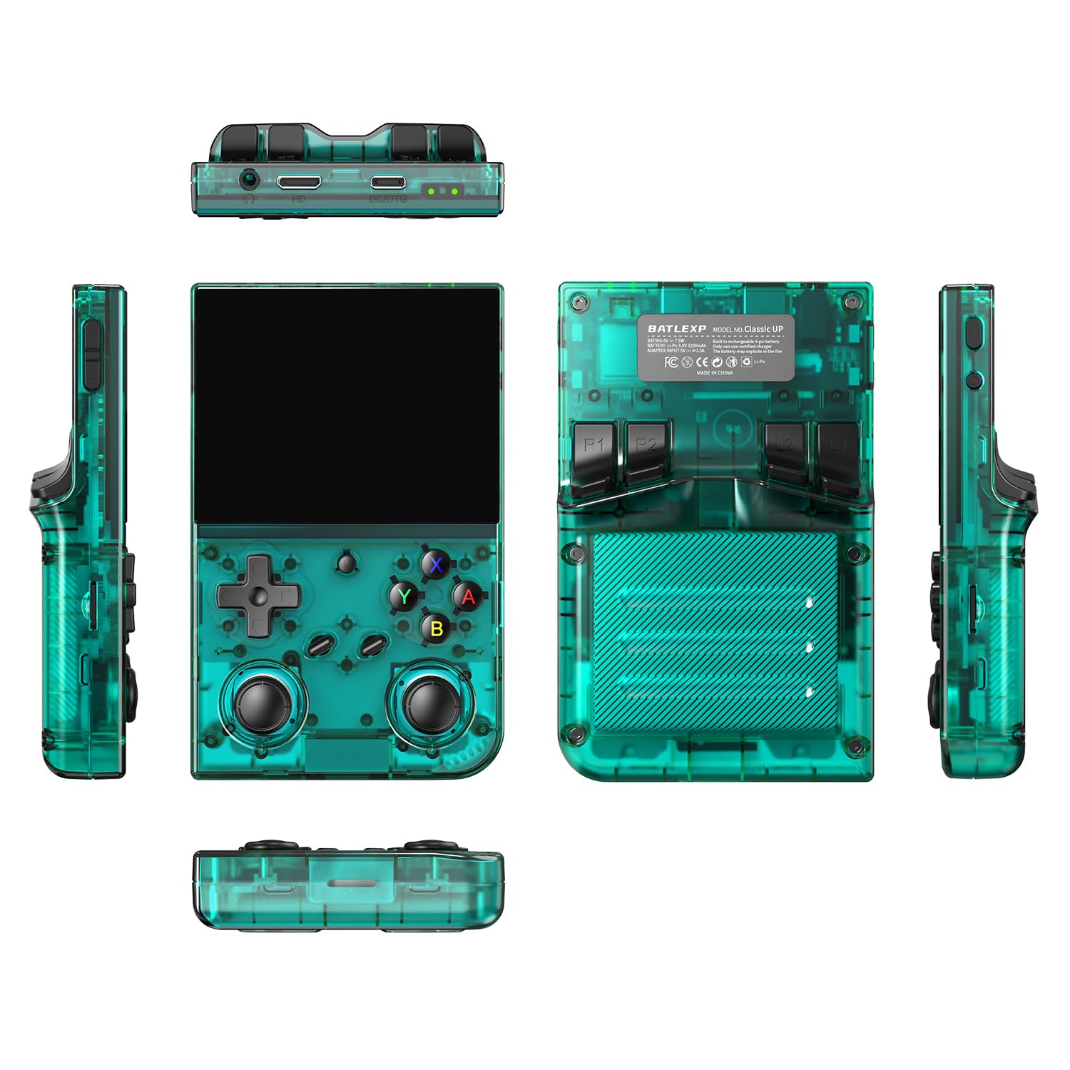 Console di gioco portatile retrò, gioco portatile con schermo IPS da 3,5 pollici, con scheda TF 64G preinstallata 4353 giochi supporta 5G WiFi Bluetooth HDMI e uscita TV, verde