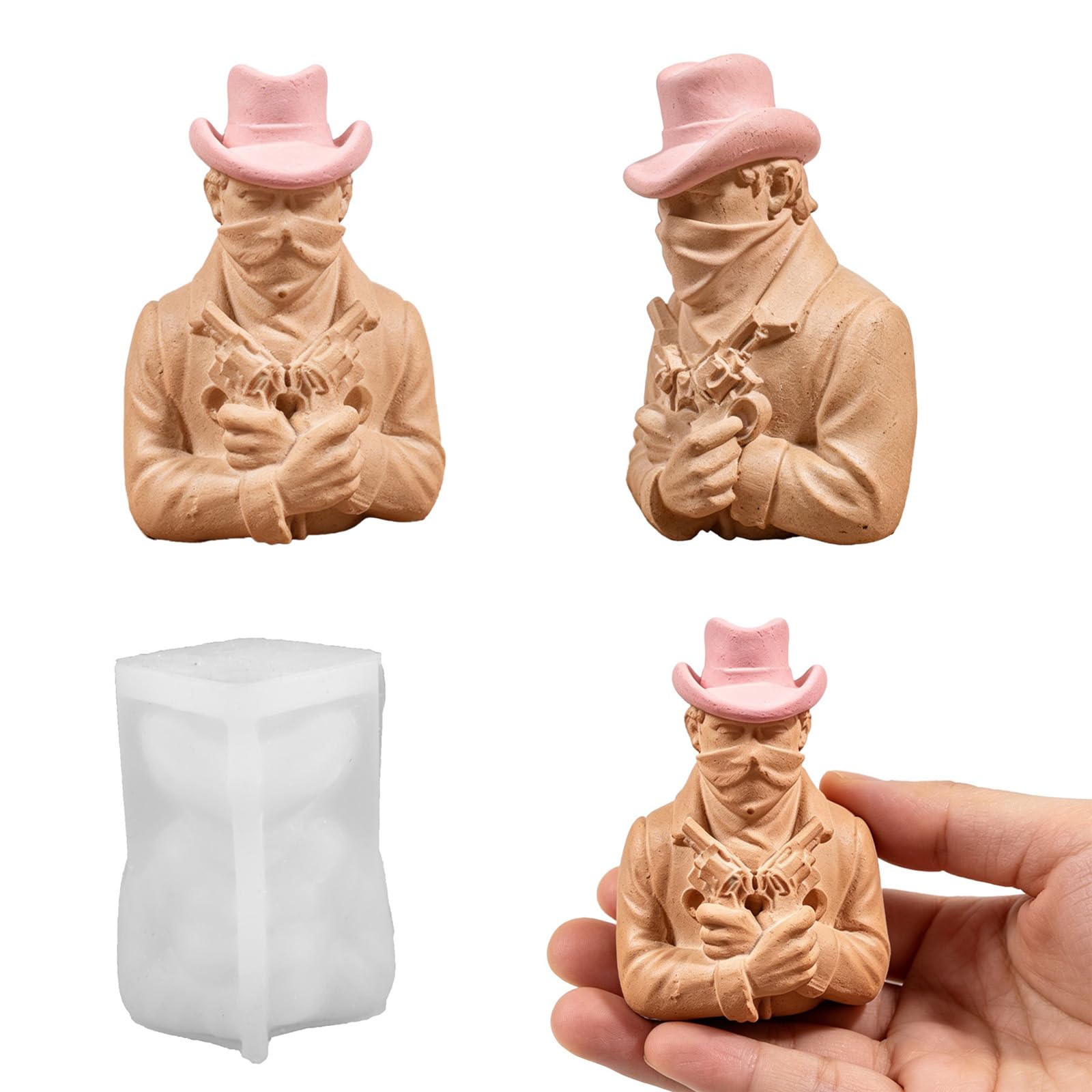 Greabuy Multicolor Hunter Shaped Silicone Mold For Resin Craft Soaps Making And Decorative Gypsum Figurine Unique Elastomer Cast