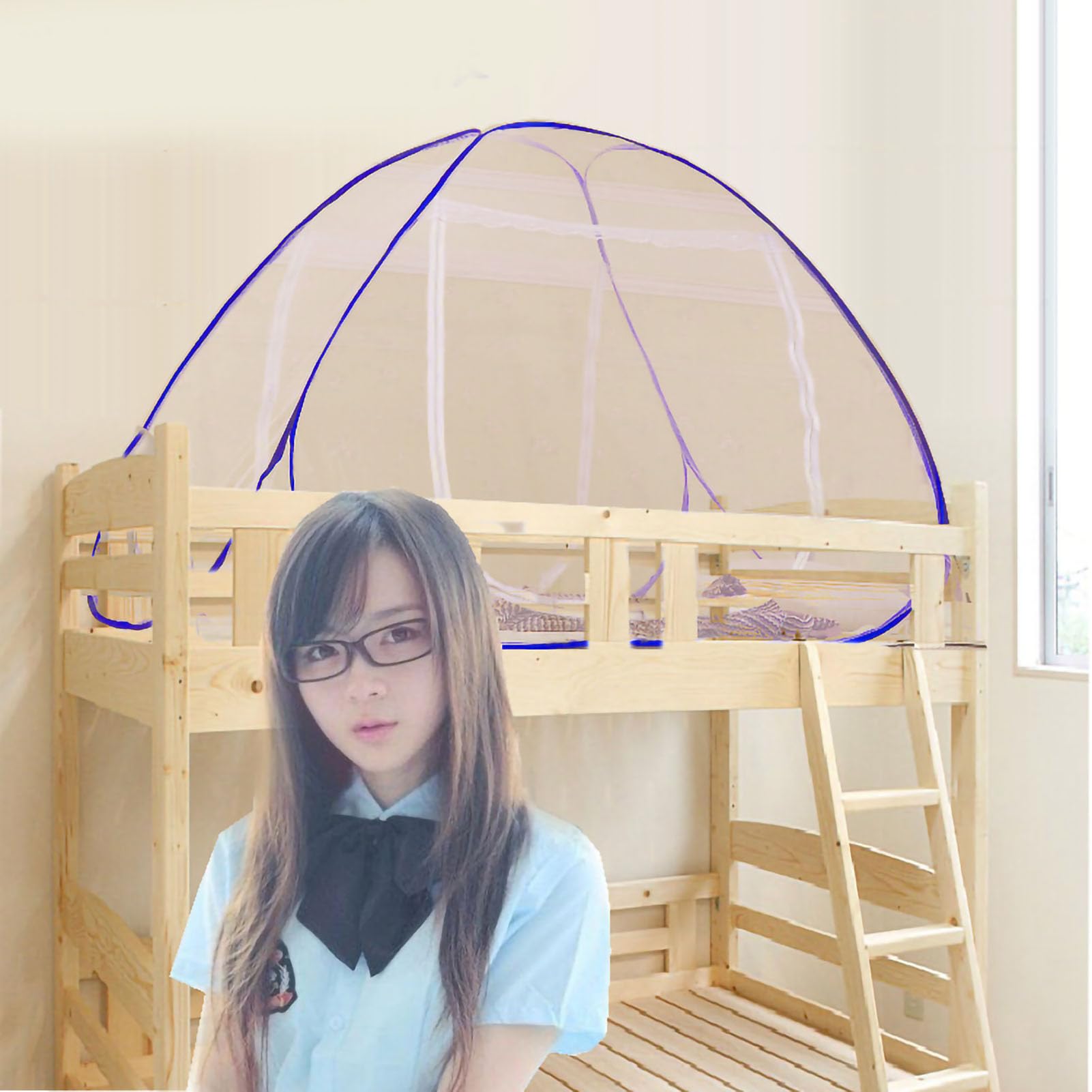 Aramox Zanzariera, Tenda a Rete Pieghevole in Poliestere Design Pop-up con Copertura Inferiore Completa Rete Traspirante Installazione Rapida per Bambini Studenti Viaggiare a Casa in Campeggio (#2)
