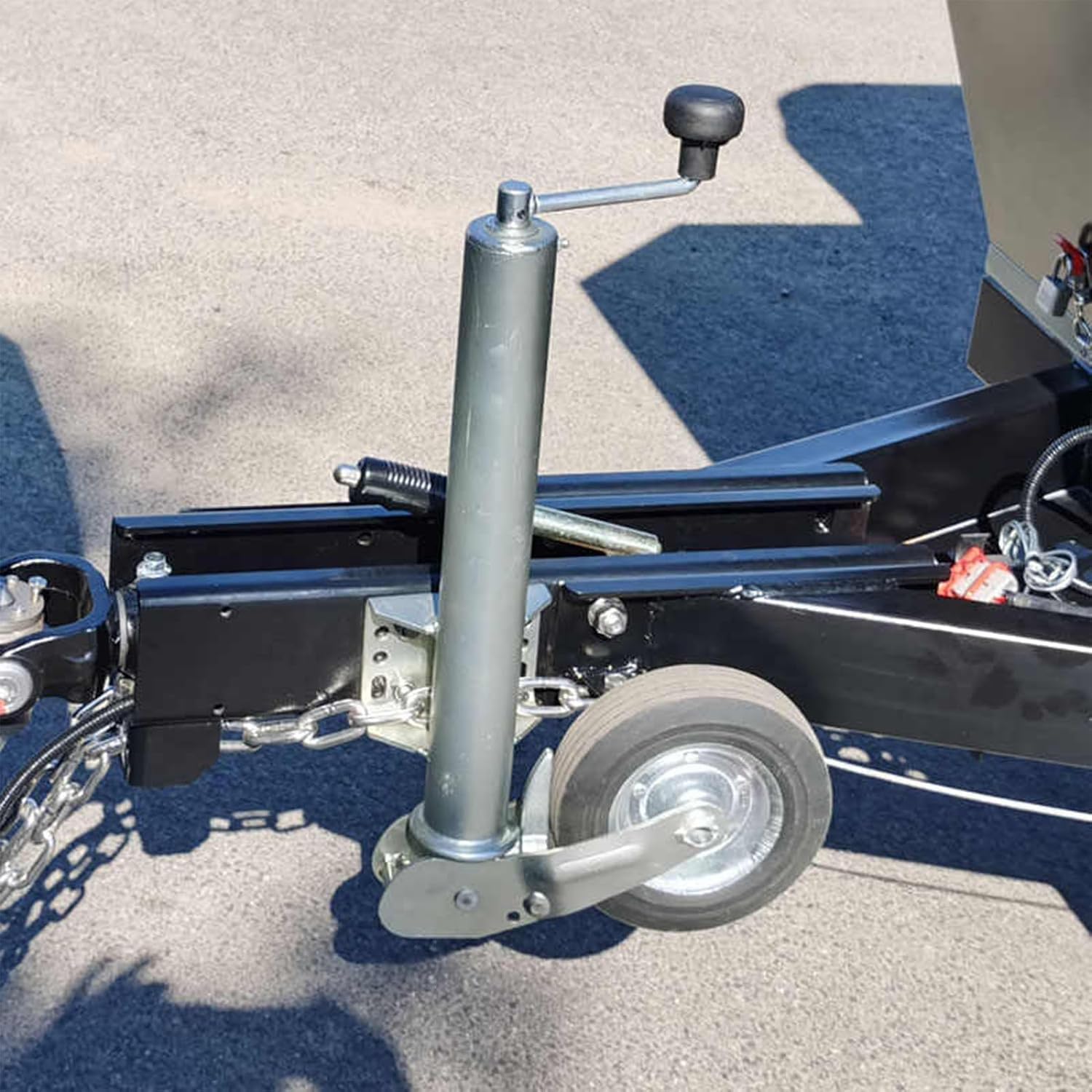 Ruota di Supporto Pieghevole Automatica, Ruotino per Carrello Rimorchio, Sollevamento Carrello Appendice Rimprchio Roulotte Registrbile per Rimorchi, Roulotte, Veicoli Trattori, 400 kg