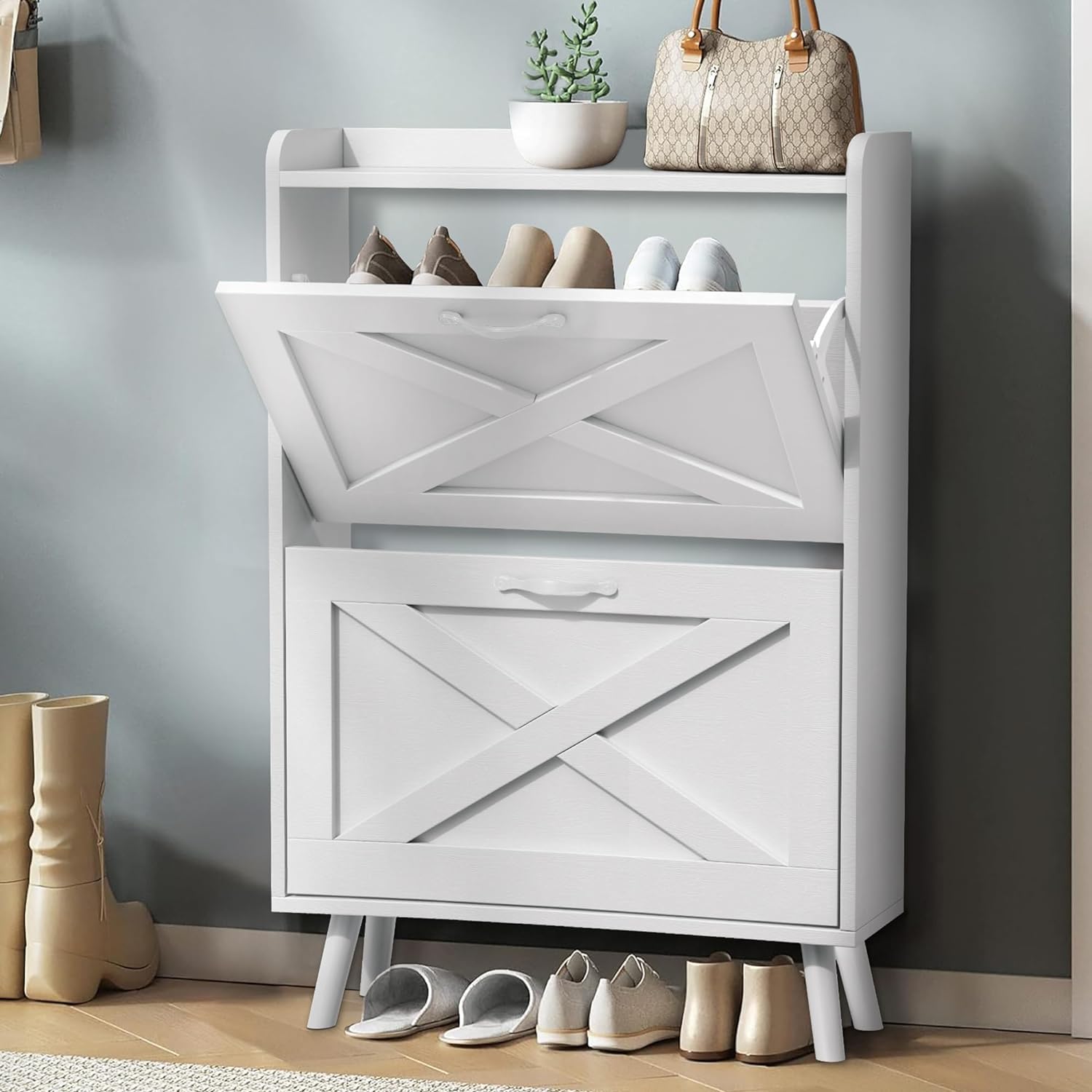 Crownland Shoe Storage Shoe Storage Organizer with 2 FlipOut