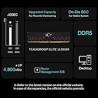 Vista 5 de TEAMGROUP Elite DDR5 Kit de 16 GB (2 x 8 GB) 5600 Mhz PC5-44800 CL46 sin ECC sin búfer UDIMM 288 Pin PC PC Módulo de memoria de escritorio Ram