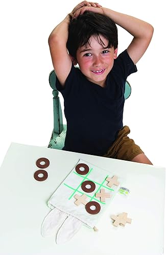 Miniatura 5 de Tender Leaf Toys - Tic Tac Toe - Juego de madera de Tic Tac Toe con bolsa de cordón de conejo - Juego de mesa de viaje para niños y adultos - A