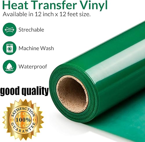 Vista 181 de HTV - Rollos de vinilo de transferencia de calor negro de 12 pulgadas por 8 pies, rollo en rollo para planchar en camisetas, fácil de cortar