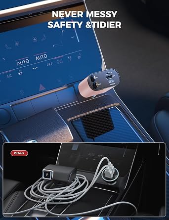 SUPERONE Upgraded Retractable Car Charger 4 in 1, Fast Car Phone Charger with Cord 2.6ft, USB C Car Charger Adapter, Compatible with iPhone 17/16/15/15 Pro Max/14/13/12/11, Galaxy, Pixel