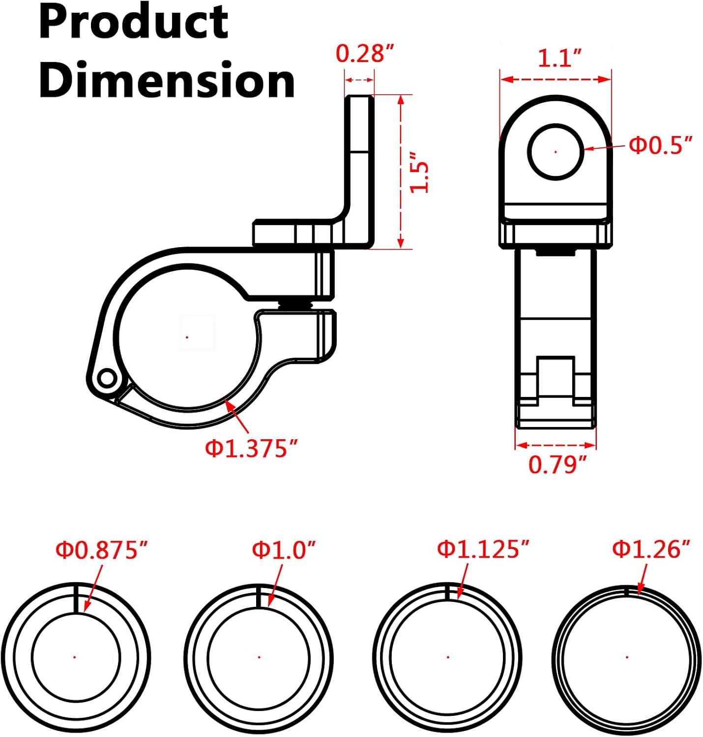 2 PCS ATV Whip Light Mounts, Aluminum Alloy Whip Flag Mounts, 360° Rotating Adjustable Light Bar Mounting Brackets for ATV UTV Motorcycle 0.875"/1"/1.125"/1.26"/1.375" Handlebar Roll Bars
