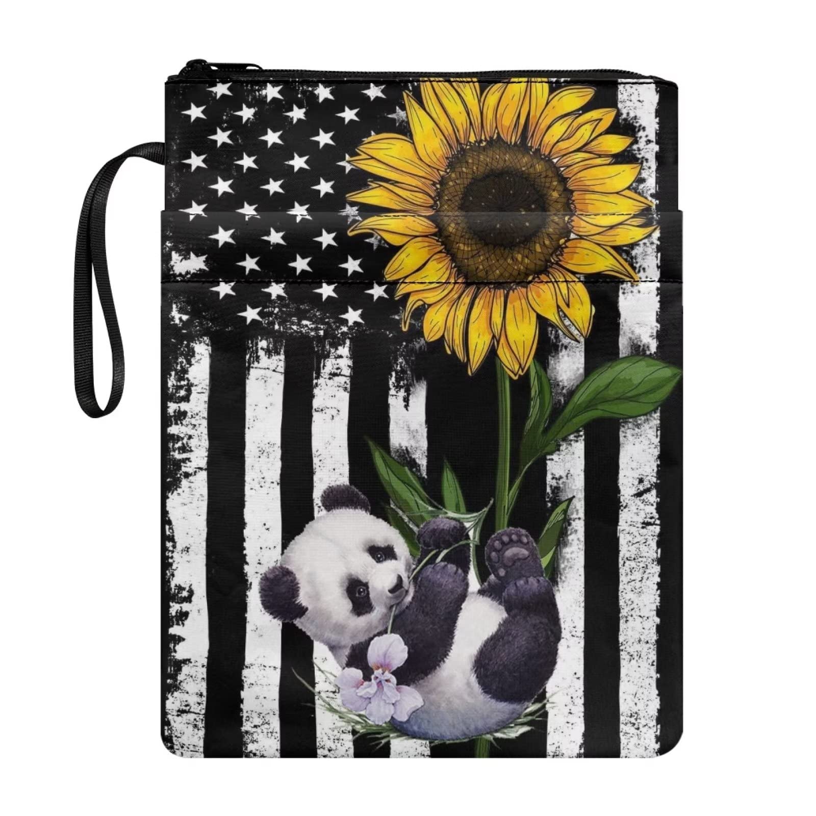 COEQINE Book Covers for Hard Cover Books 8.5 x 11, Sunflower Cute Panda American Flag Peint Book Cover for Protectioin with Zipper — image 1