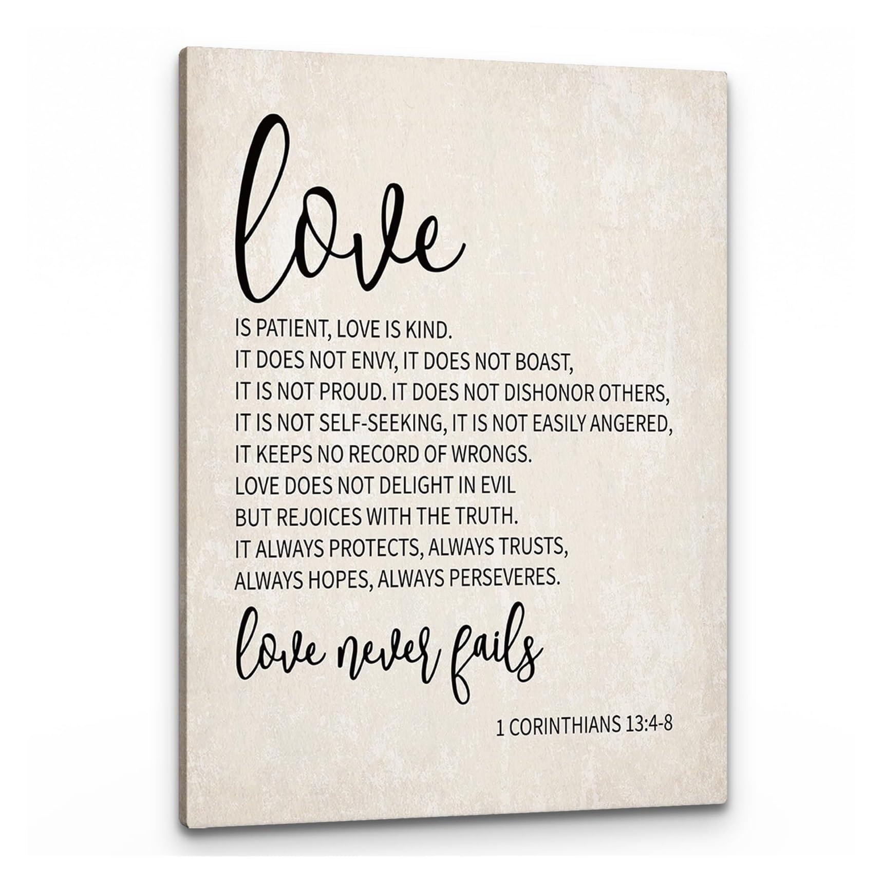 LLBOGRGGN 1 Corinthians 13:4-8 Love Is Patient Love Is Kind Scripture Canvas Wall-Art,Scripture Wall-Art,Religious Christian Canvas Painting Artwork Home(Unframed,16x24inch(40x60cm))