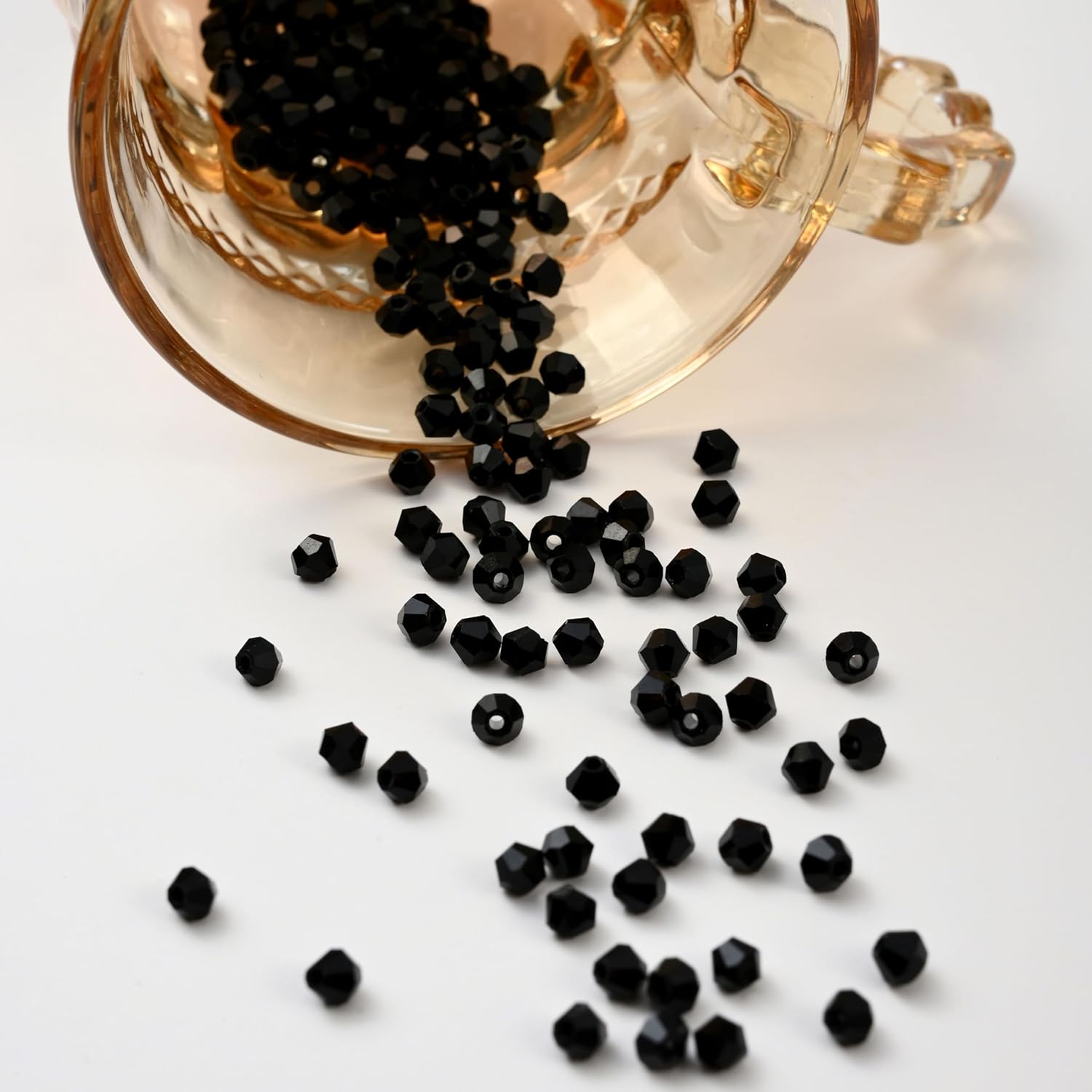 1000pcs 4 mm Bicone Crystal Beads Faceted Crystal Glass Beads Bulk for Jewelry Making DIY Necklace Bracelet Earring (Jet Black) - Image 5