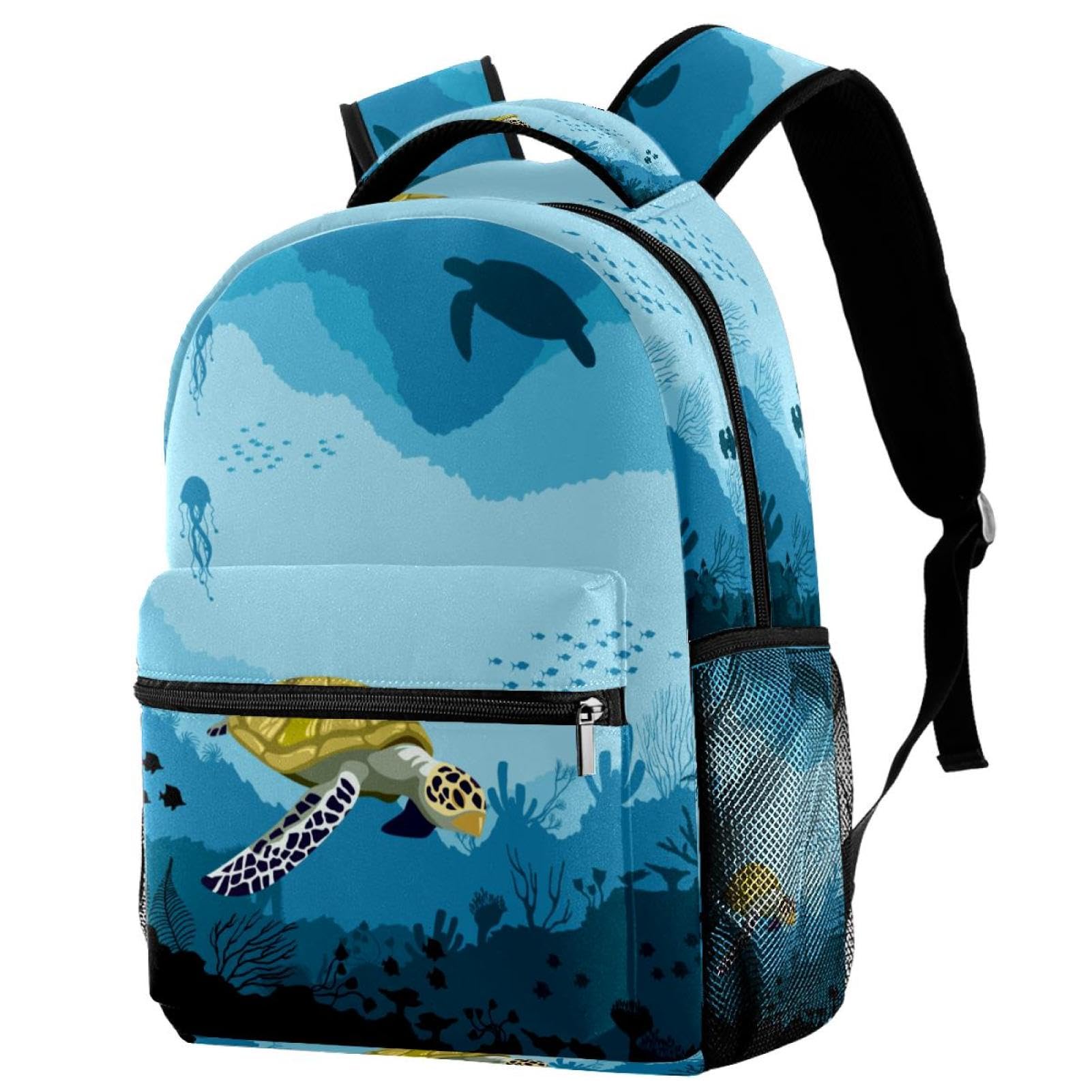 Sac à dos décontracté tortue bleu pour les sorties et le collège - 7