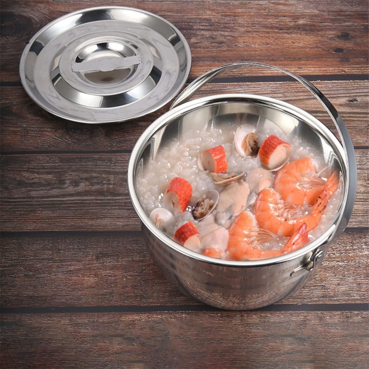 1pc Large Capacity Non-stick Stew Pot for Camping Outdoor Cooking Multi-functional Stainless Steel Soup Pot High-temperature Resistant for Family Meals