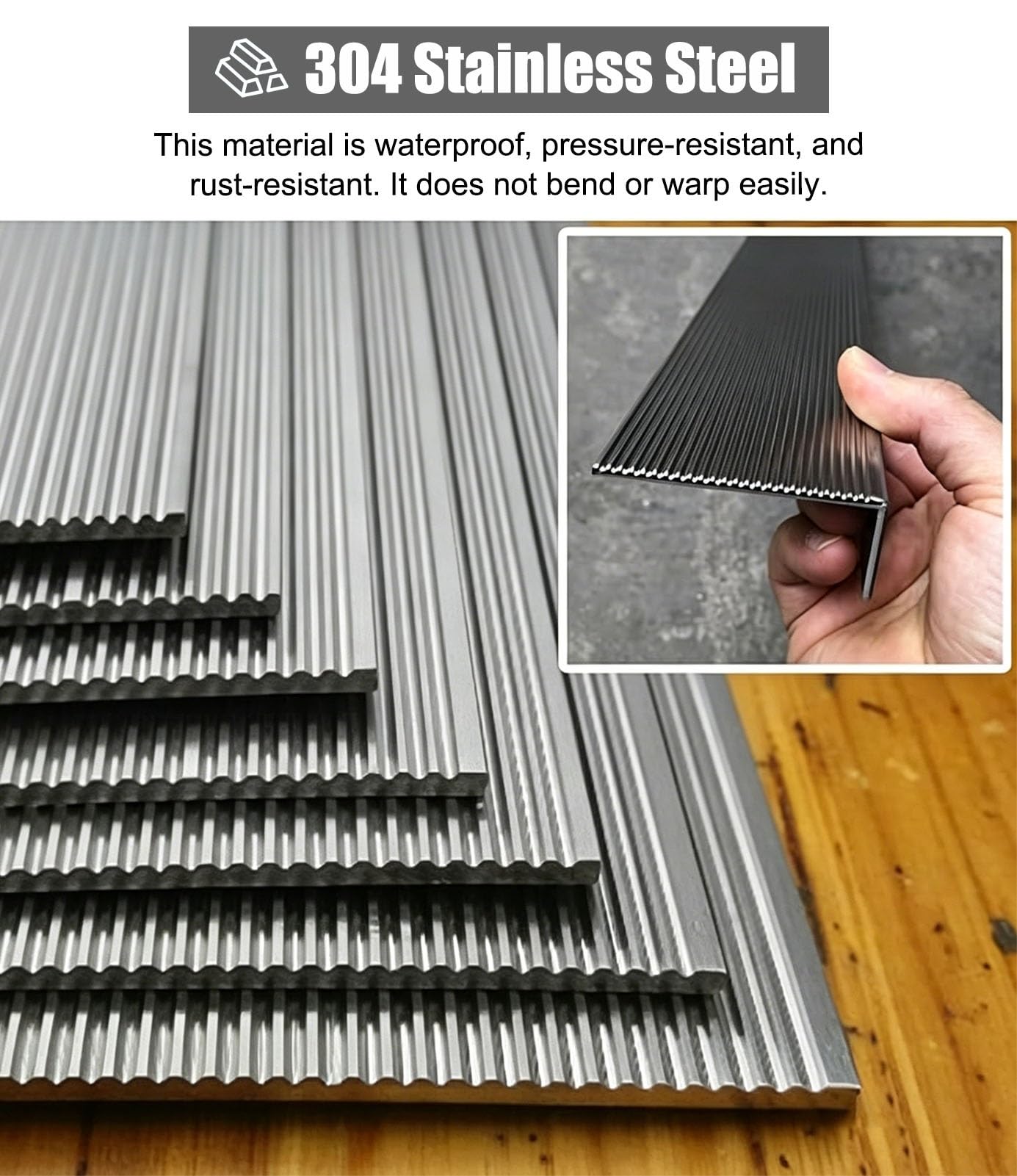Perfil de Transición para Suelo Protector de Borde de Acero Inoxidable para Escalones de Baldosas, Perfil Antideslizante en Forma de L para Escaleras(70x30mm (2 3/4"x1 1/8"))