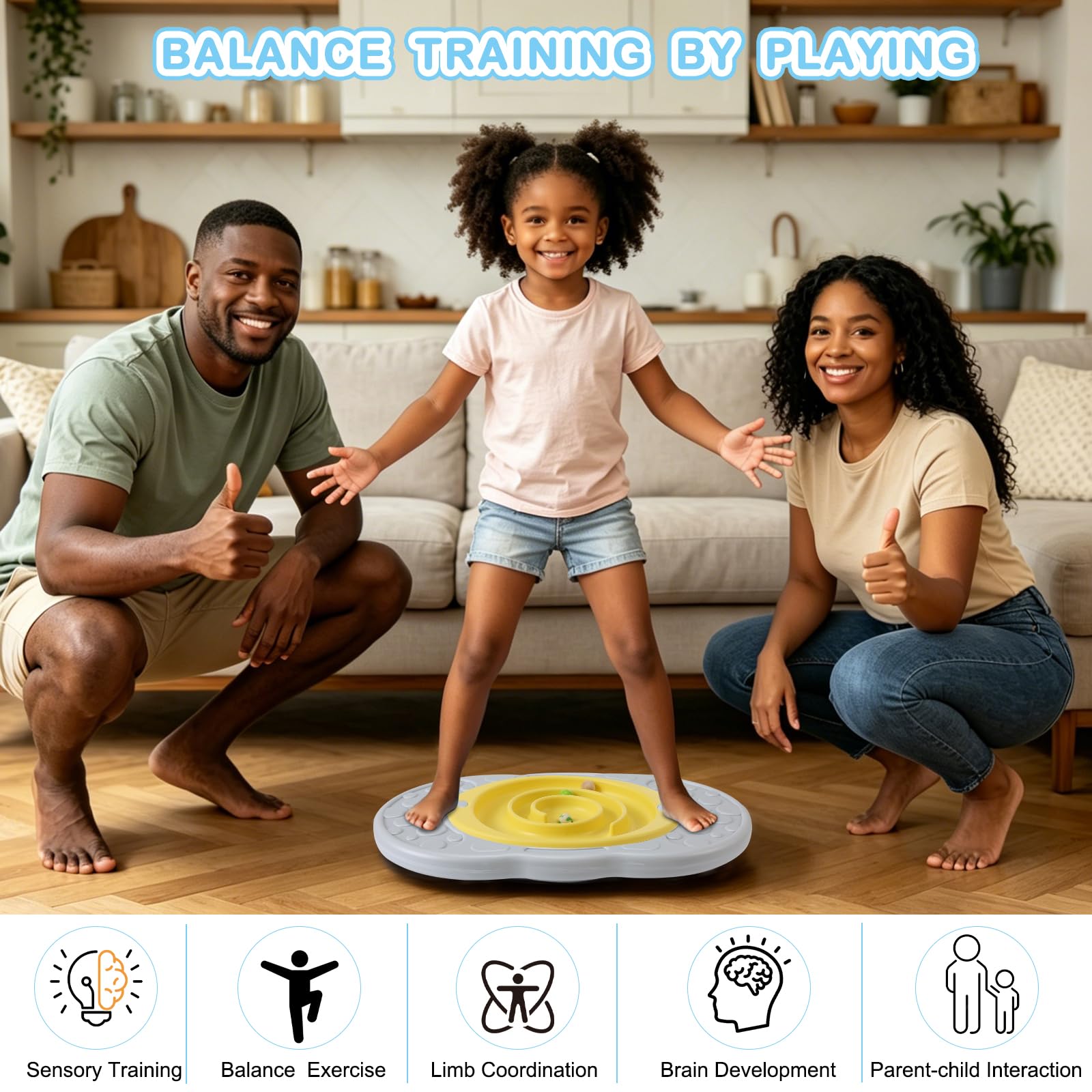 Balance Board mit Labyrinth für Kinder, Labyrinth Wackelbrett Schaukelwippe Sensorisches Training mit 2 Bällen & 2 Ersatz-Labyrinthscheiben, rutschfeste Pedale Indoor Outdoor für Jungen