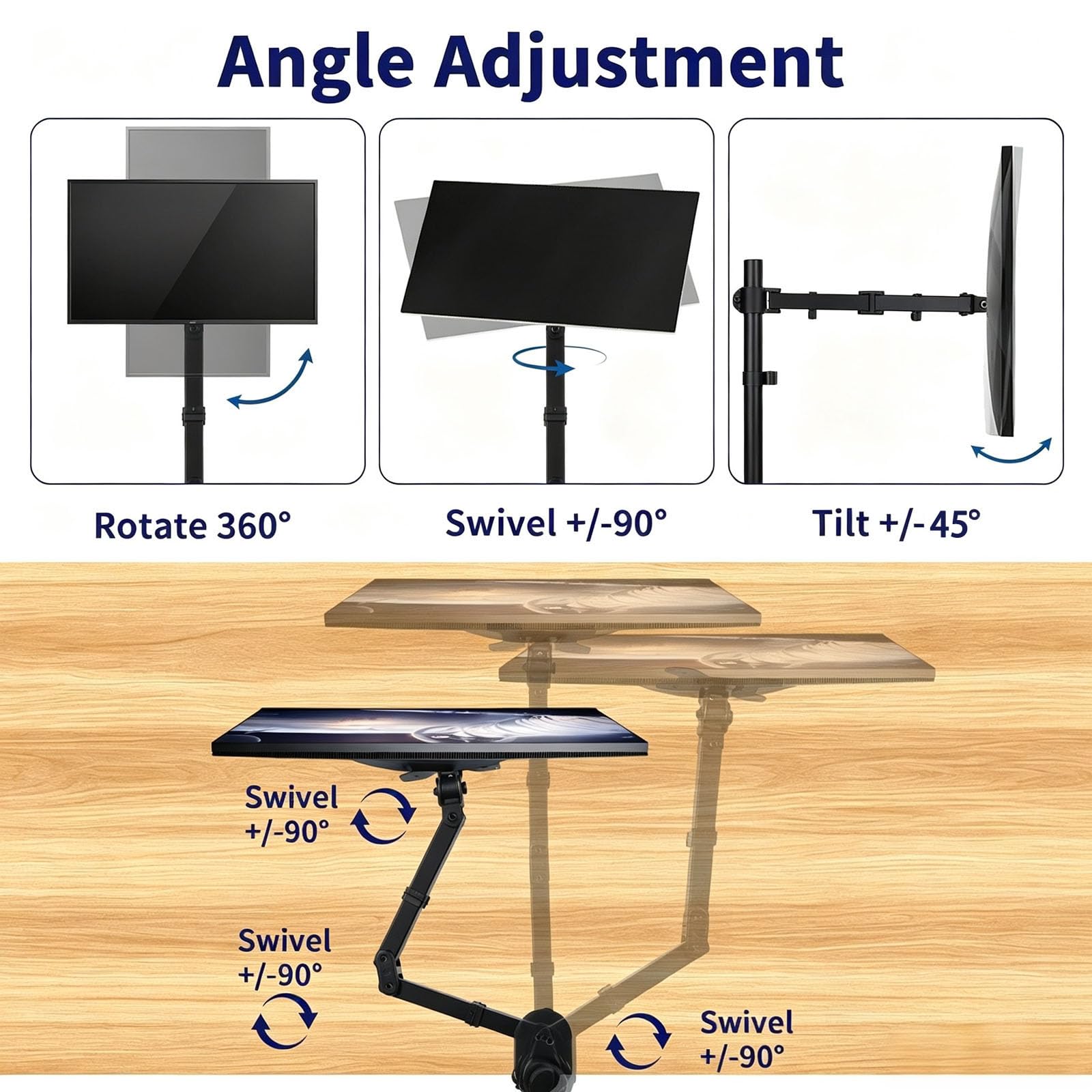 Braccio Supporto Singolo Monitor per Schermo 14-32" VESA 75x75/100x100mm