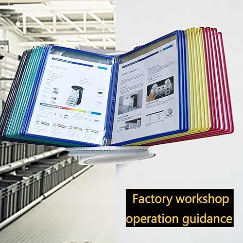 Vista 3 de Organizador de referencia de escritorio – Estante de exhibición de catálogo, soporte de kit de pared de metal, 30 paneles de doble cara, documentos