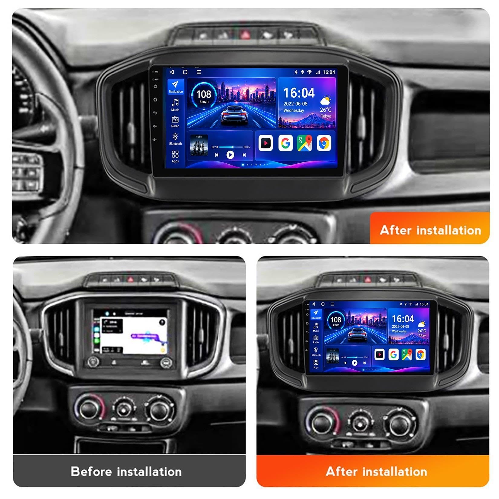 Per Fiat Strada 2020-2021 Android 12 9 Pollici Touchscreen Autoradio Incorporato Carplay Android Auto DSP BT 5.0 MirrorLink Hi-Fi DAB RDS GPS Navigazione SWC Telecamera Posteriore(M500S)