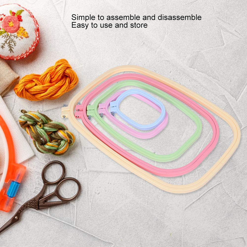 5 Size Rectangular Embroidery Hoops Set, ABS Rectangle Embroidery Frame Cross Stitch Hoop Sewing Tool Cross Stitch Hoops Embroidery Circles for DIY Embroidery Craft Candy Color