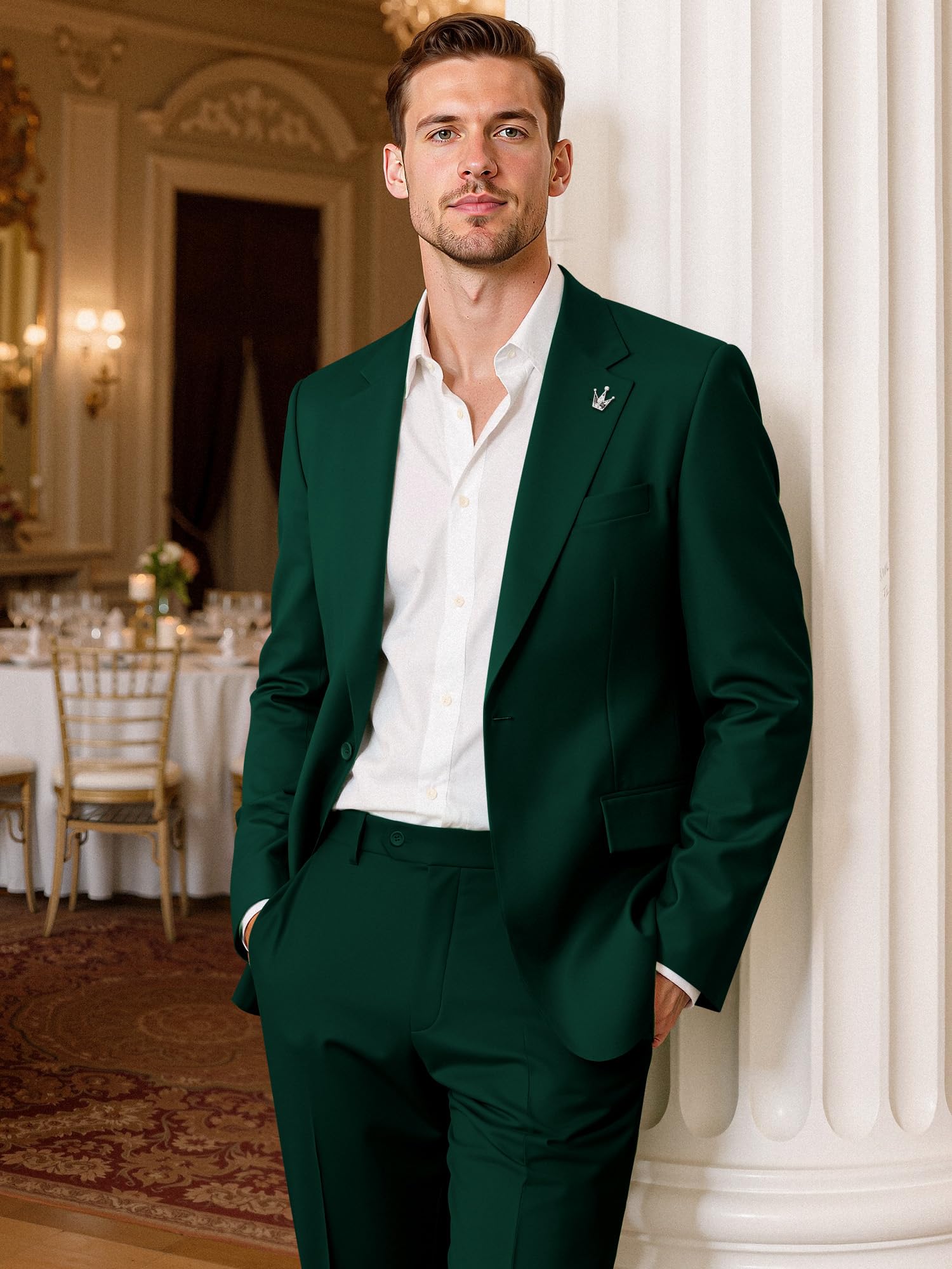 Abito da Uomo Slim Fit 2 Pezzi Un Bottone Abito da Sposa e Business Giacca e Pantaloni