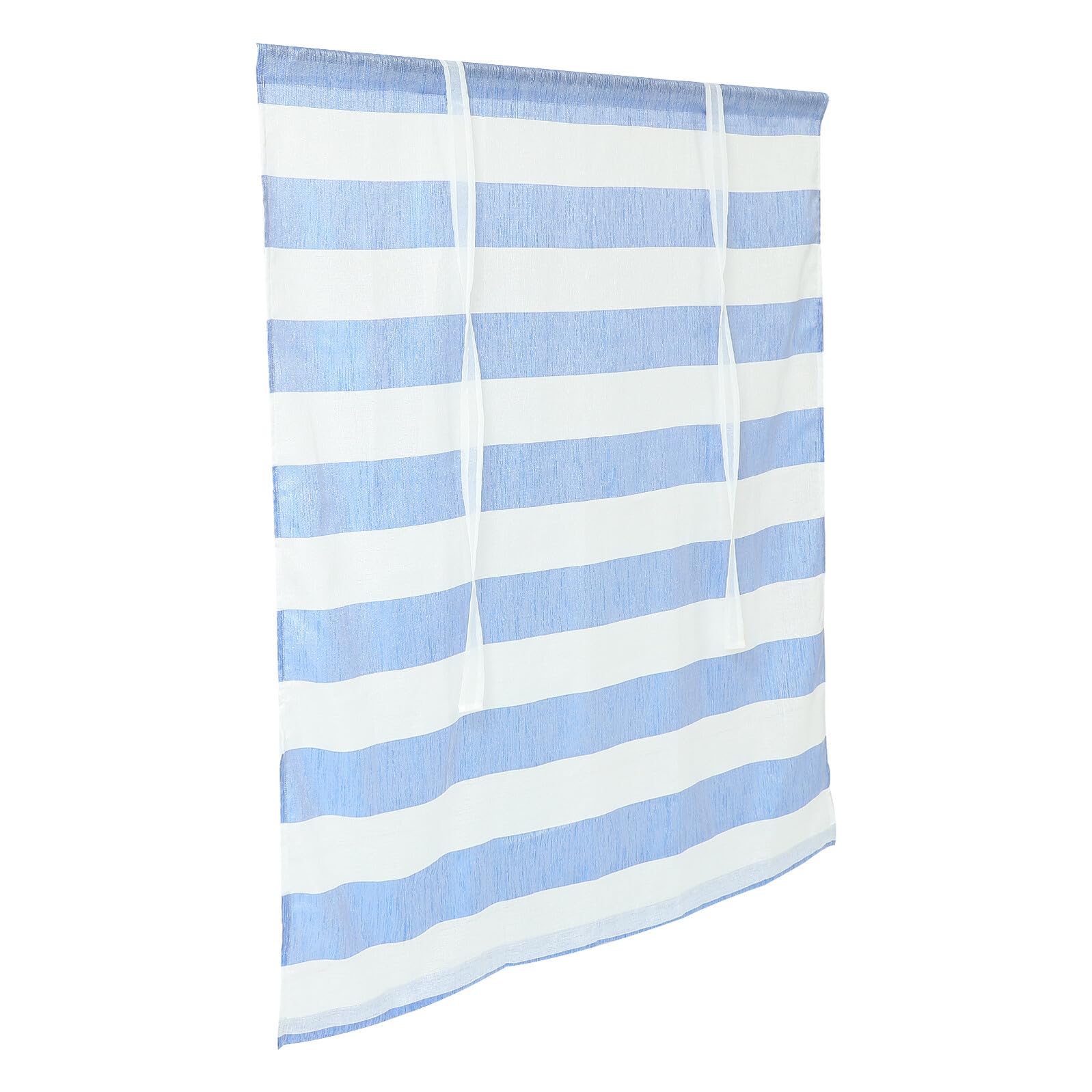 Cortina visillo rayas azul voile translúcido Baluue para ventanas de salón
