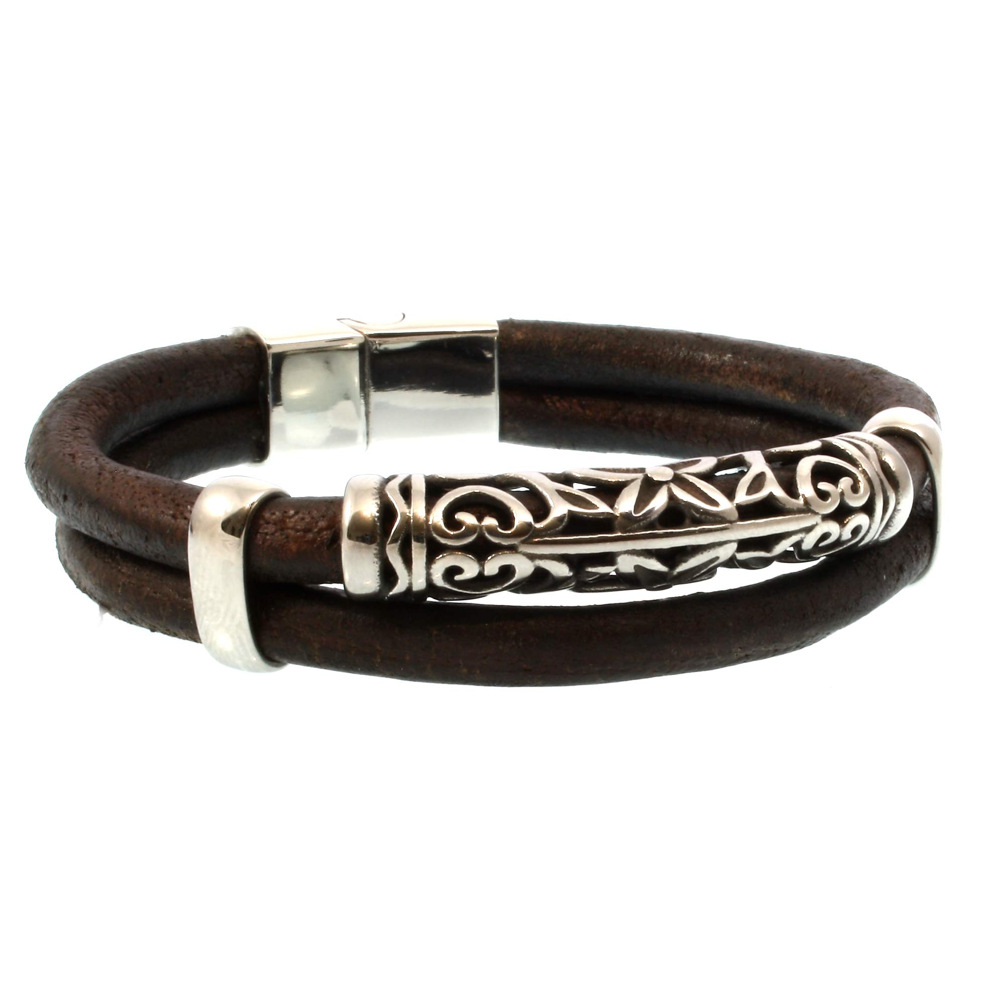 Echt Leder-Armband XO R Braun Männer Herren